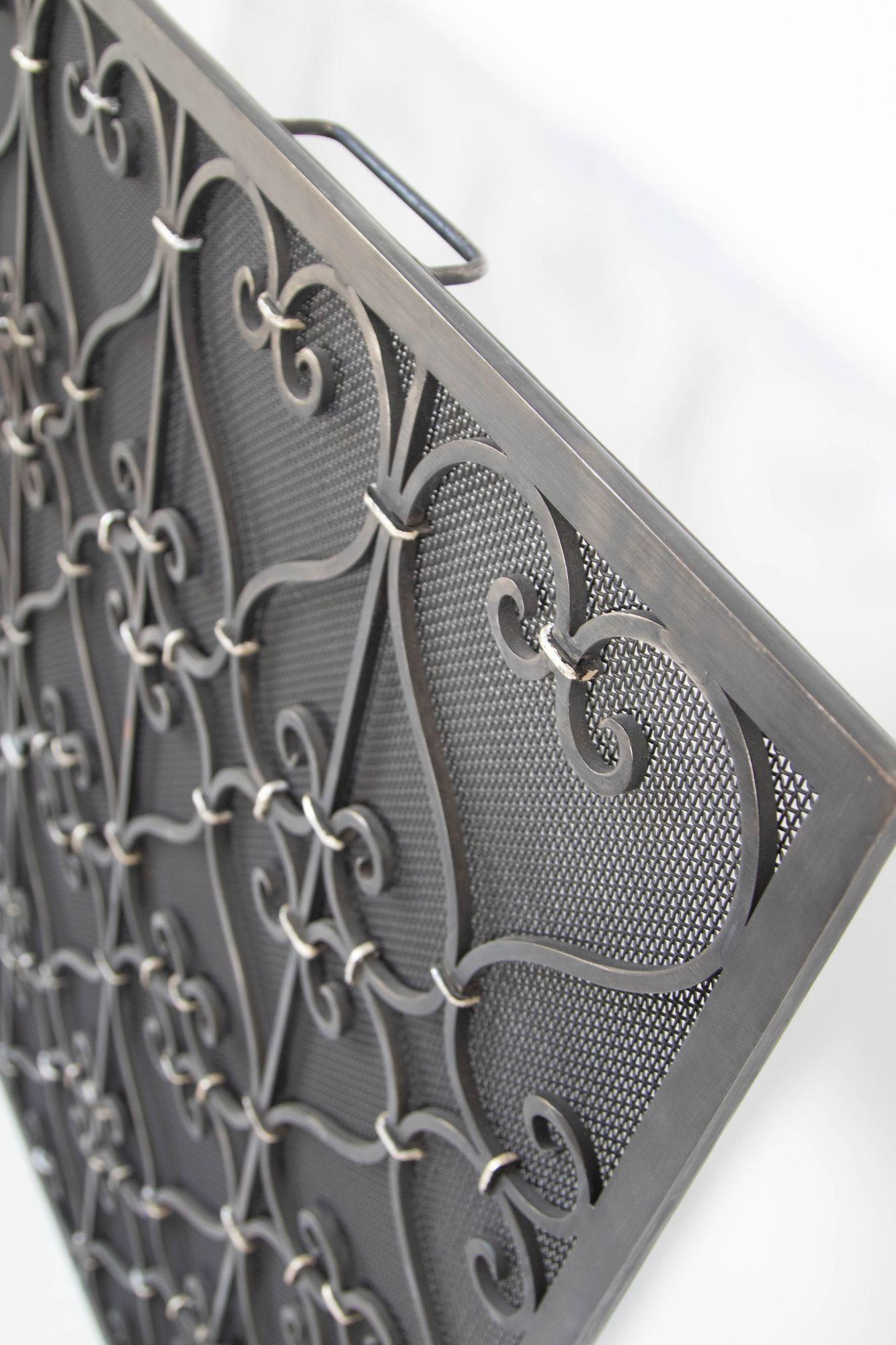 20th Century Large Heavy Spanish Revival Wrought Iron Fireplace Screen