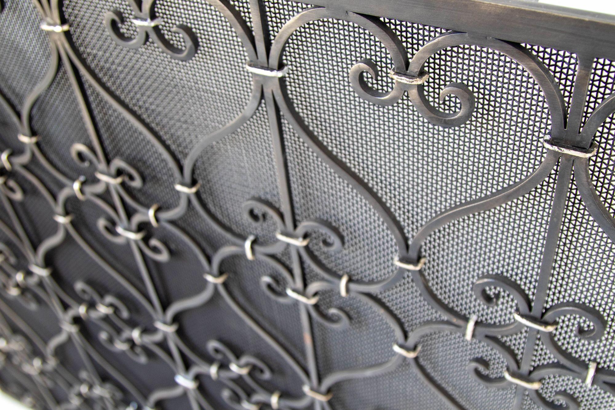 Large Heavy Spanish Revival Wrought Iron Fireplace Screen 1