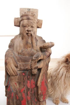 Große schwere chinesische Wabi Sabi-Holzskulptur