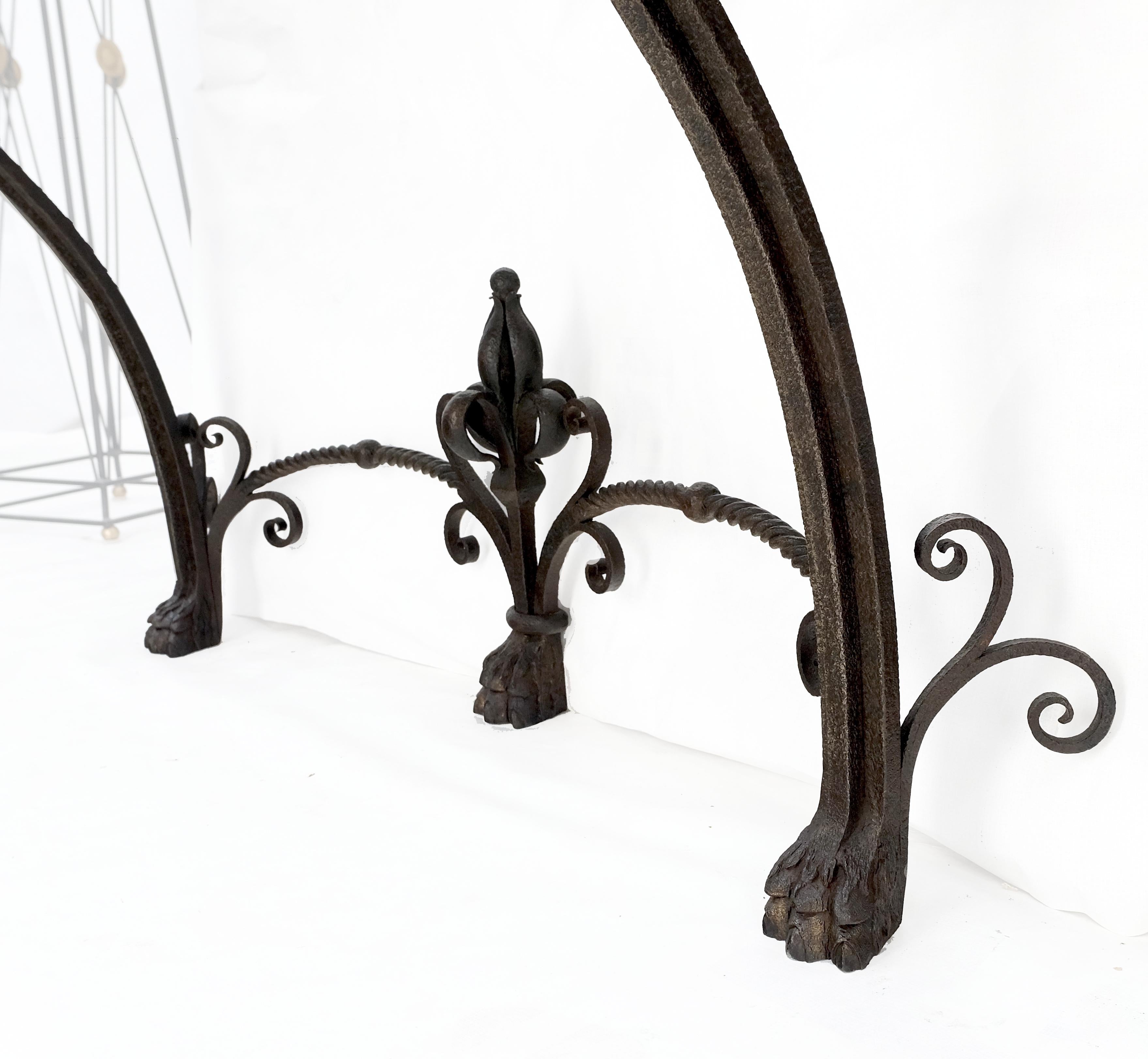 Large Heavy Wall Wrought Iron Base Marble Top Console Hall Entry Table MINT! For Sale 6