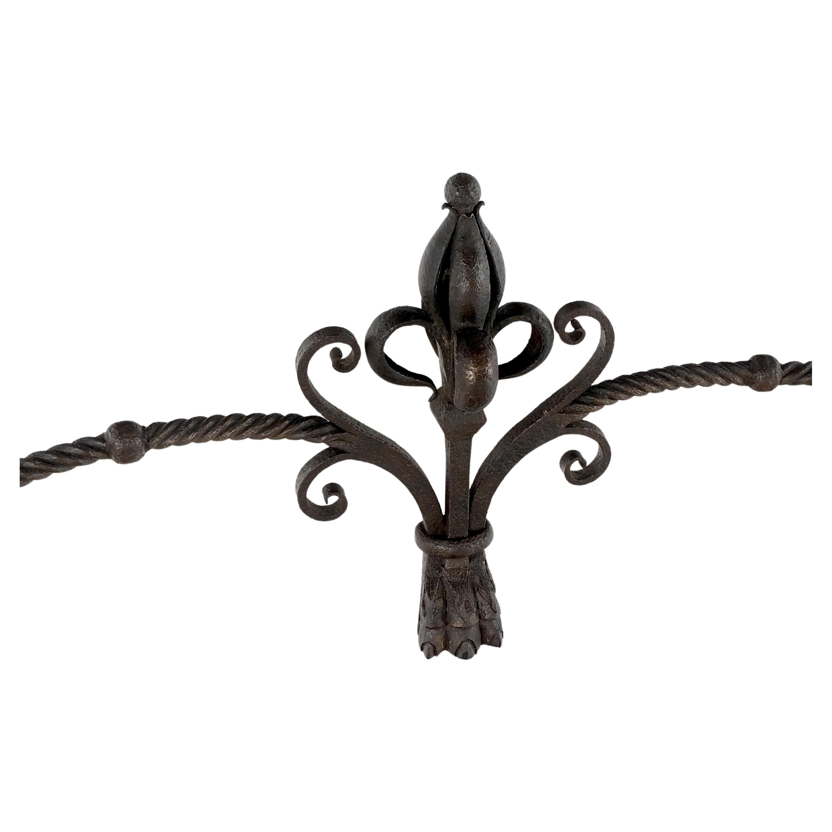 Large Heavy Wall Wrought Iron Base Marble Top Console Hall Entry Table MINT! For Sale 1