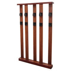 Large heavy wooden Italian wall coat rack from the 1960s