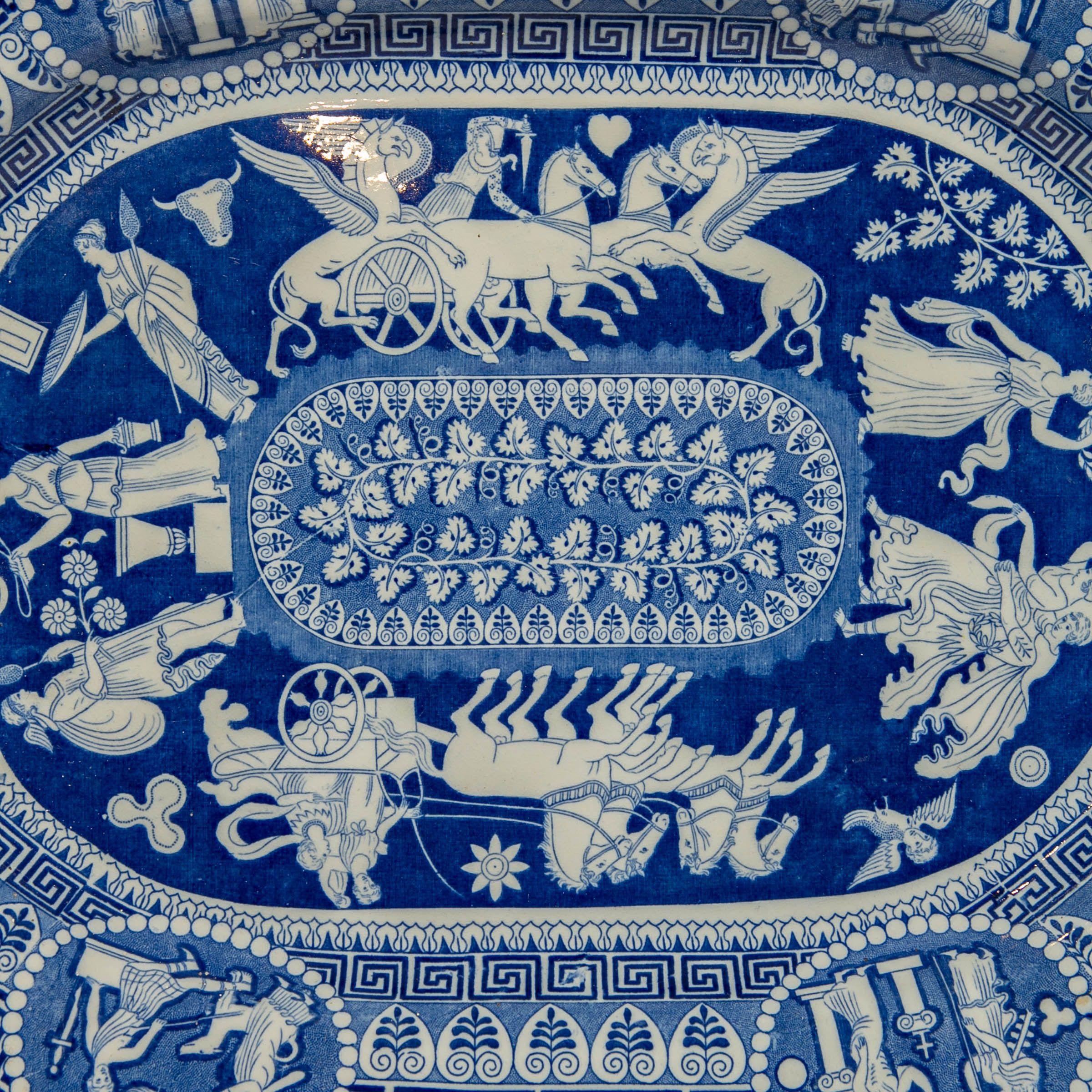 Large Blue and White Neoclassical Platter Made by Heculaneum in England, c-1810 4