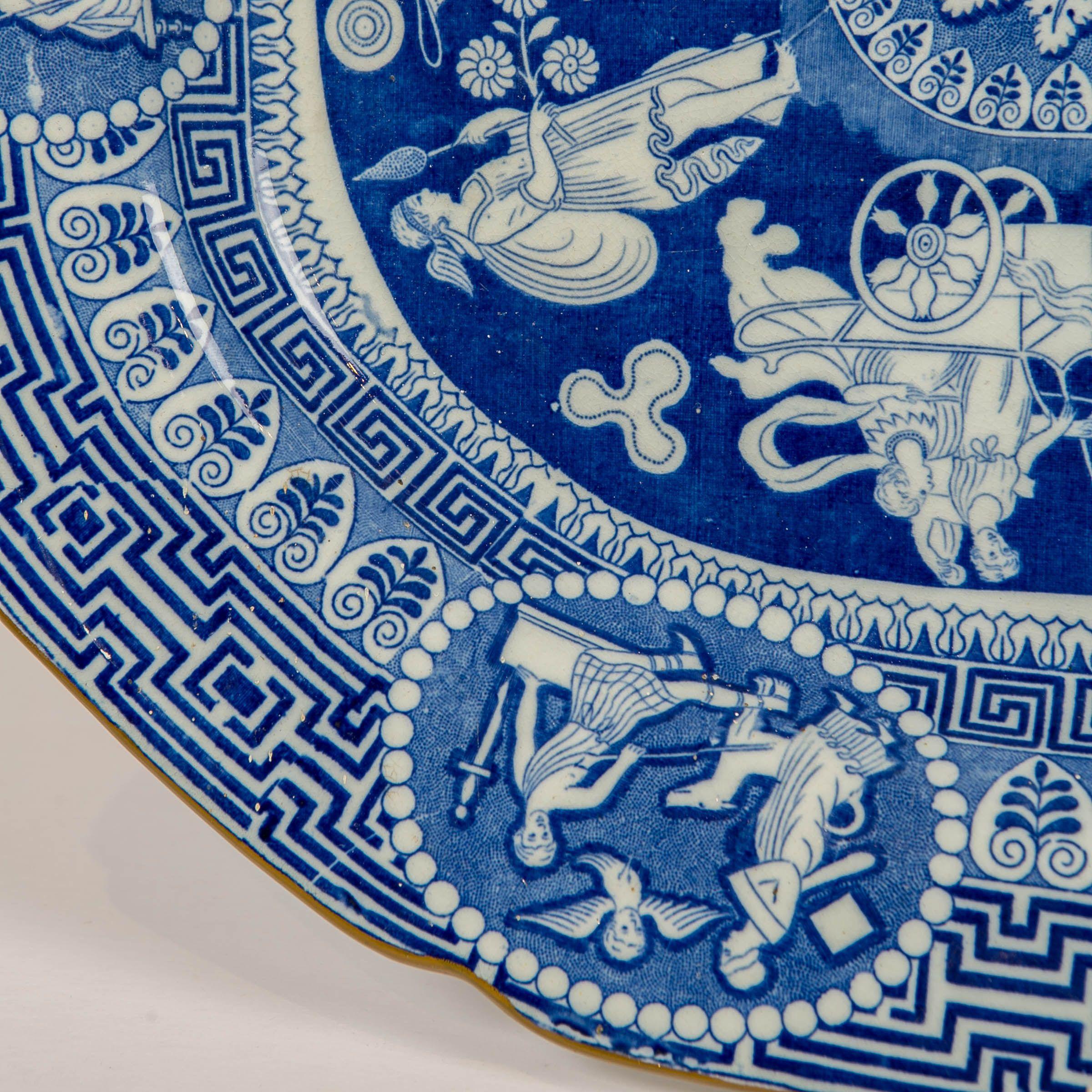 19th Century Large Blue and White Neoclassical Platter Made by Heculaneum in England, c-1810