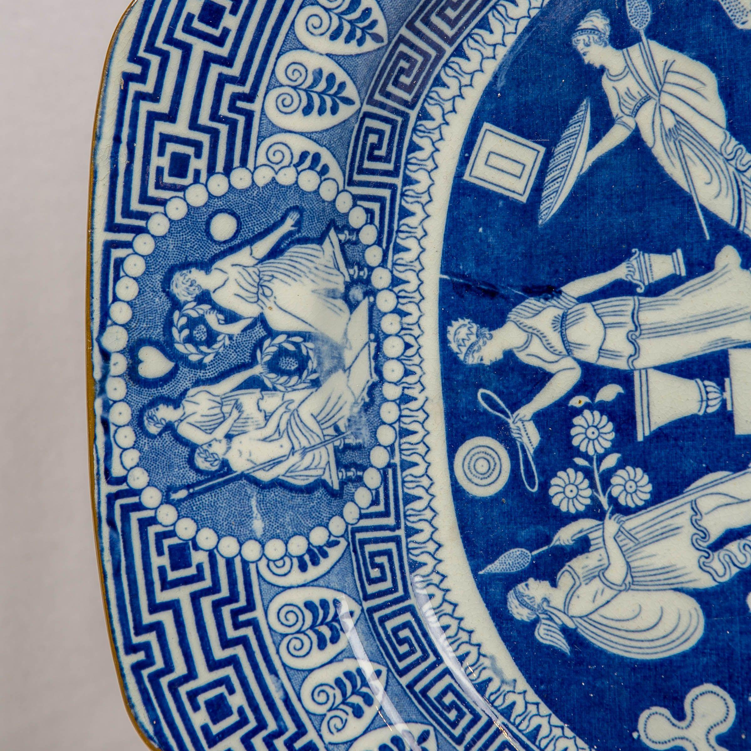 Earthenware Large Blue and White Neoclassical Platter Made by Heculaneum in England, c-1810