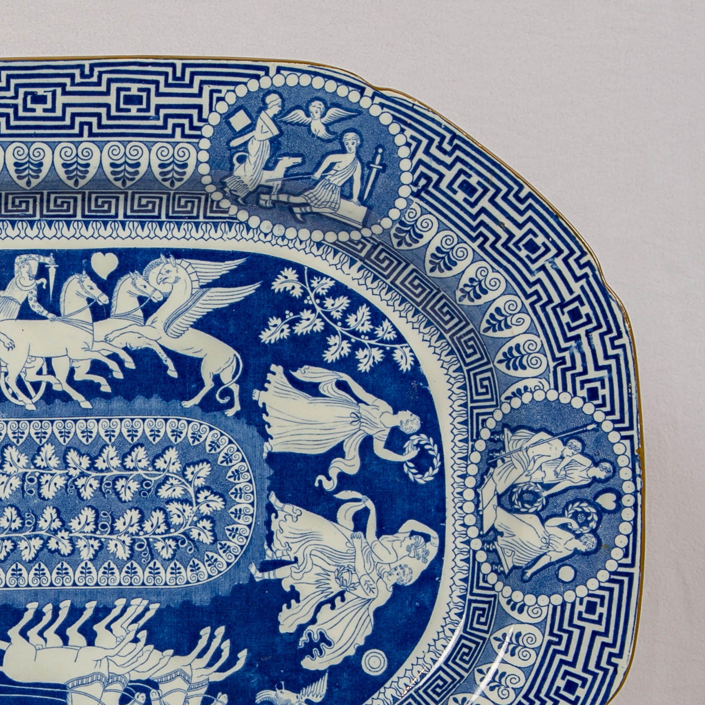 Large Blue and White Neoclassical Platter Made by Heculaneum in England, c-1810 2