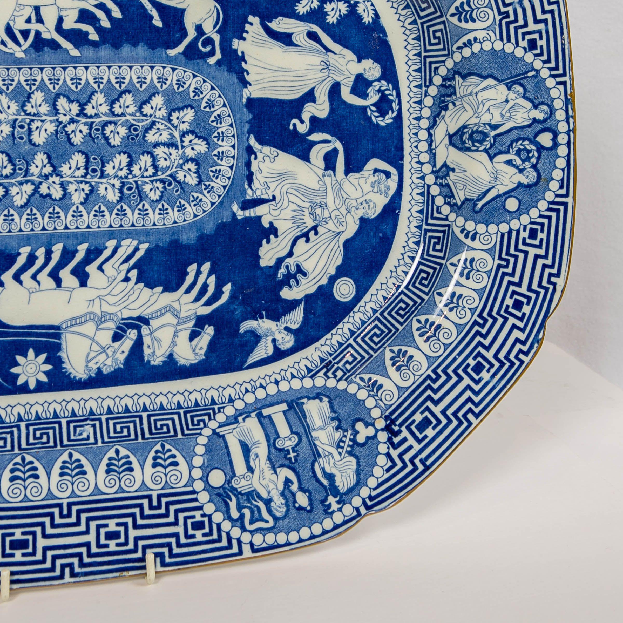 Large Blue and White Neoclassical Platter Made by Heculaneum in England, c-1810 3
