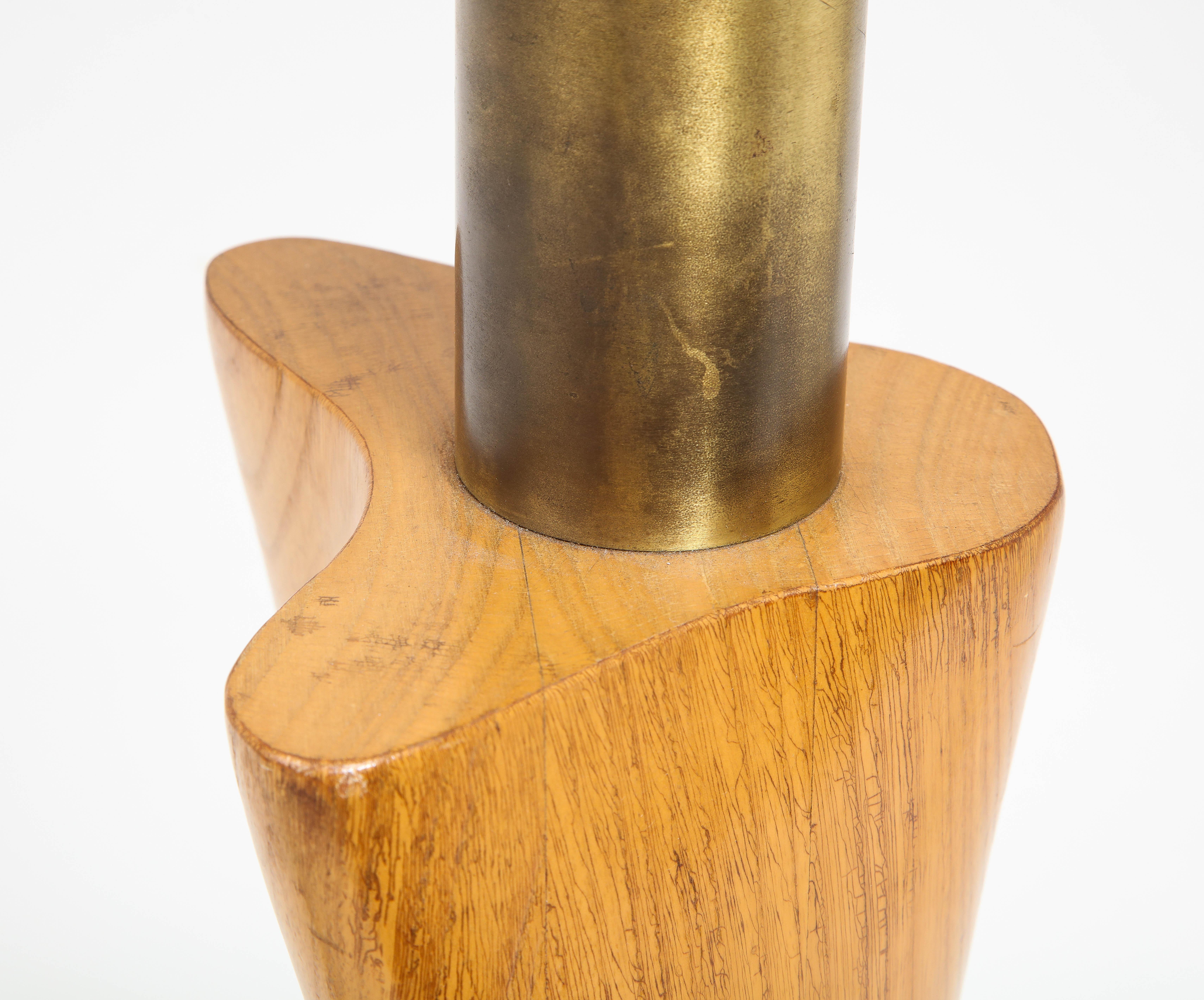 Yasha Heffeitz Large Biomorphic Sculptural Organic Oak Table Lamp, USA 1950's For Sale 1
