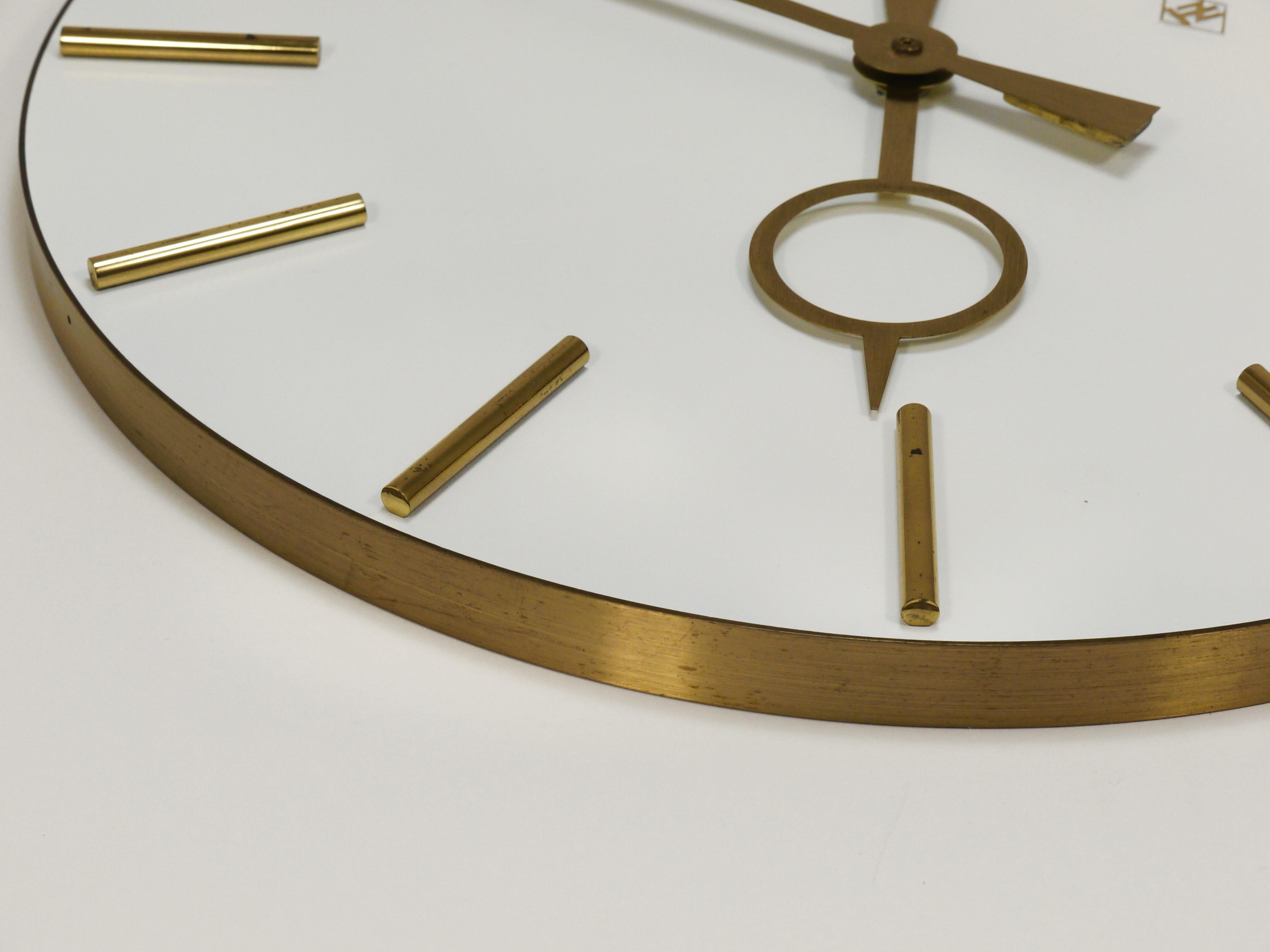 Large Heinrich Moeller Style Mid-Century Brass Wall Clock, Germany, 1950s 8