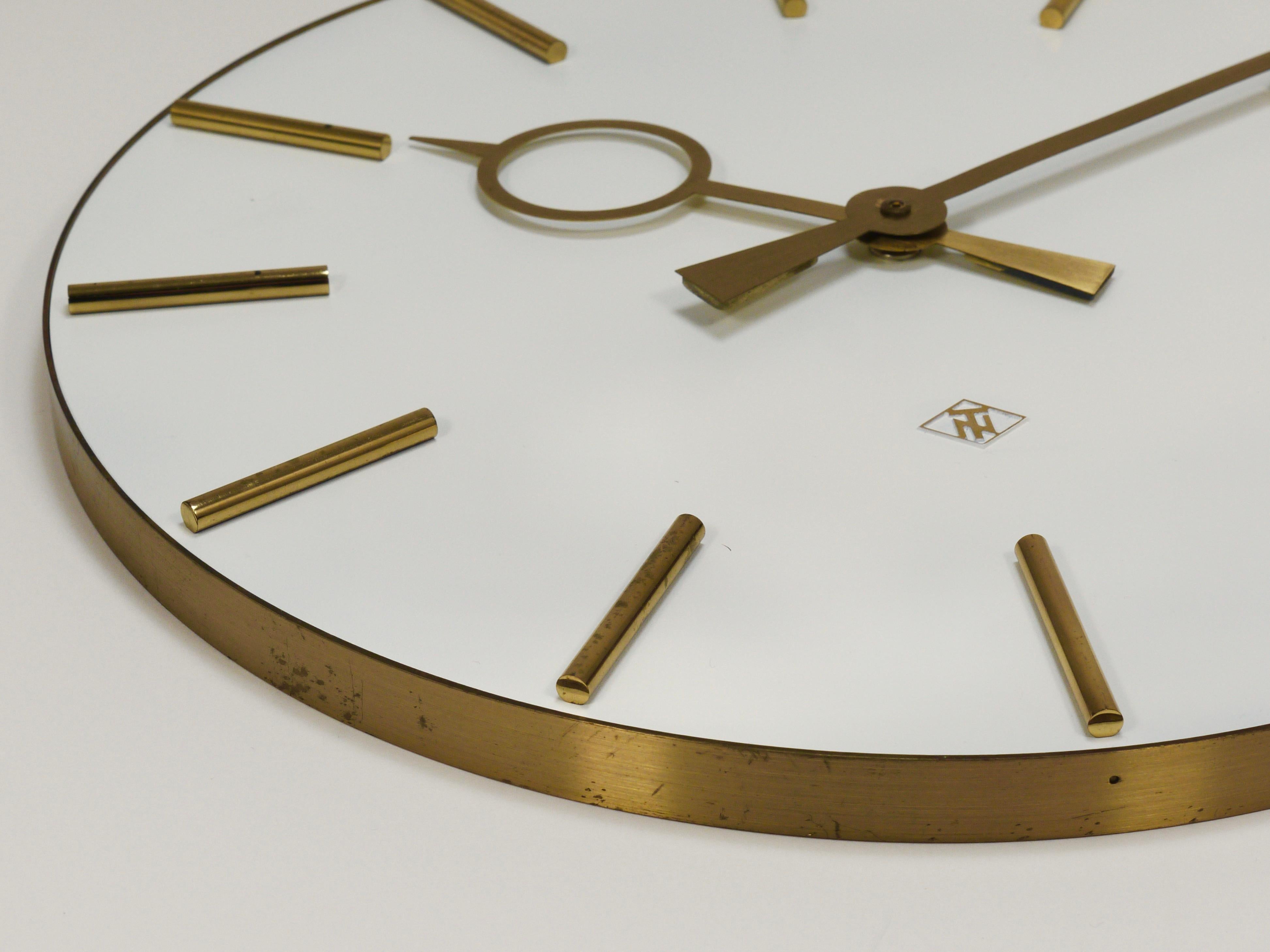Large Heinrich Moeller Style Mid-Century Brass Wall Clock, Germany, 1950s 9
