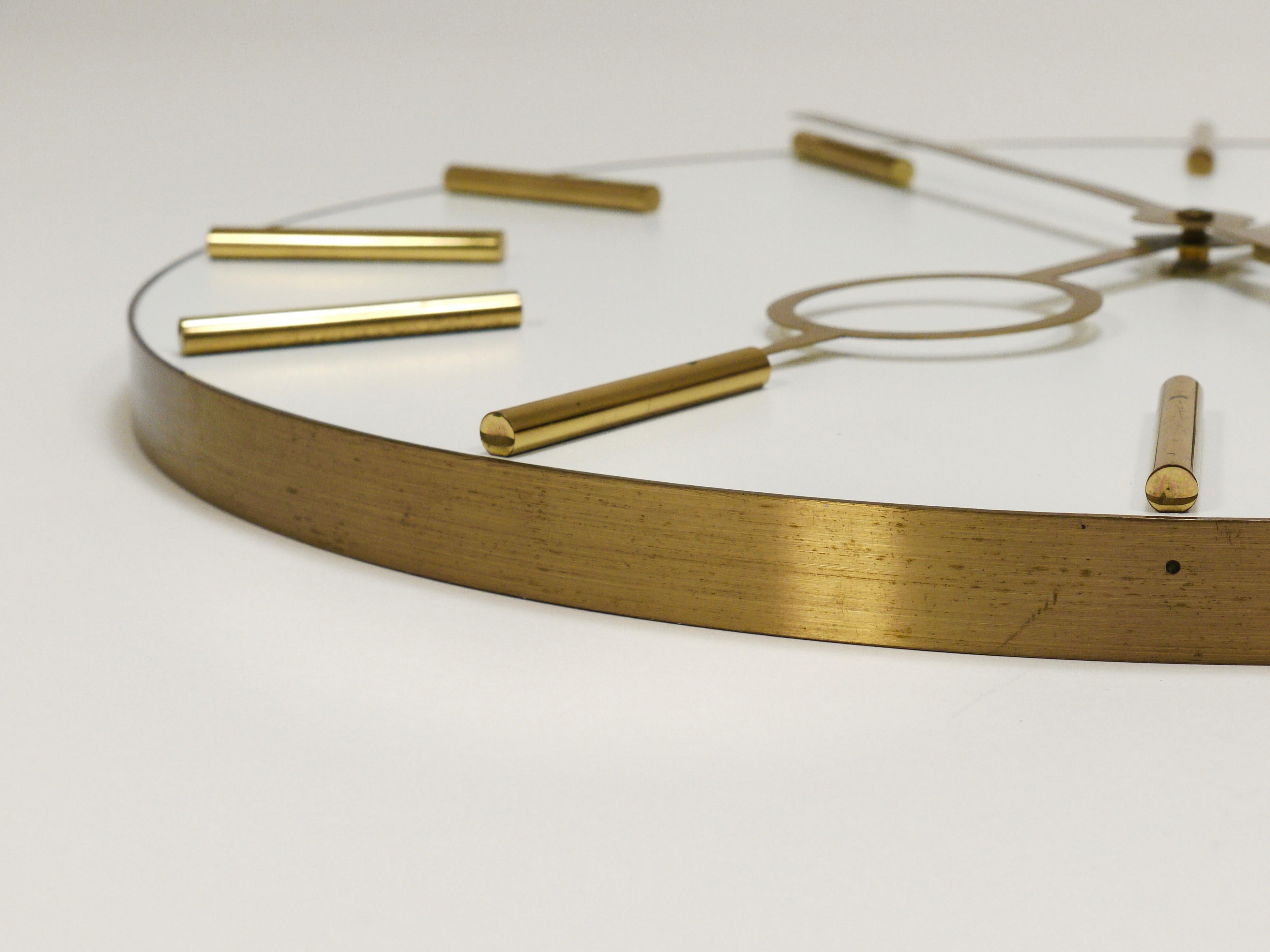 Large Heinrich Moeller Style Mid-Century Brass Wall Clock, Germany, 1950s 10