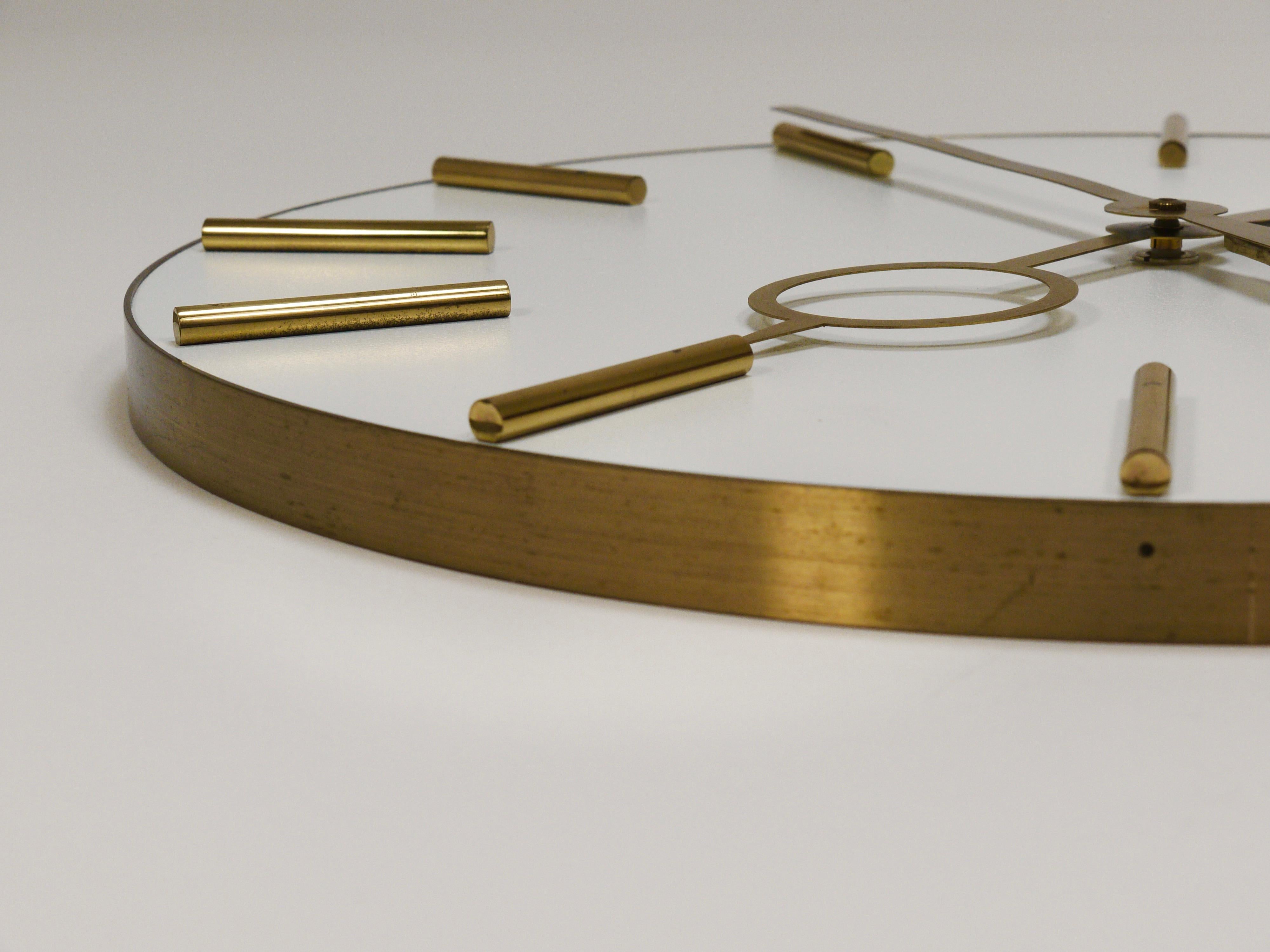Large Heinrich Moeller Style Mid-Century Brass Wall Clock, Germany, 1950s 11