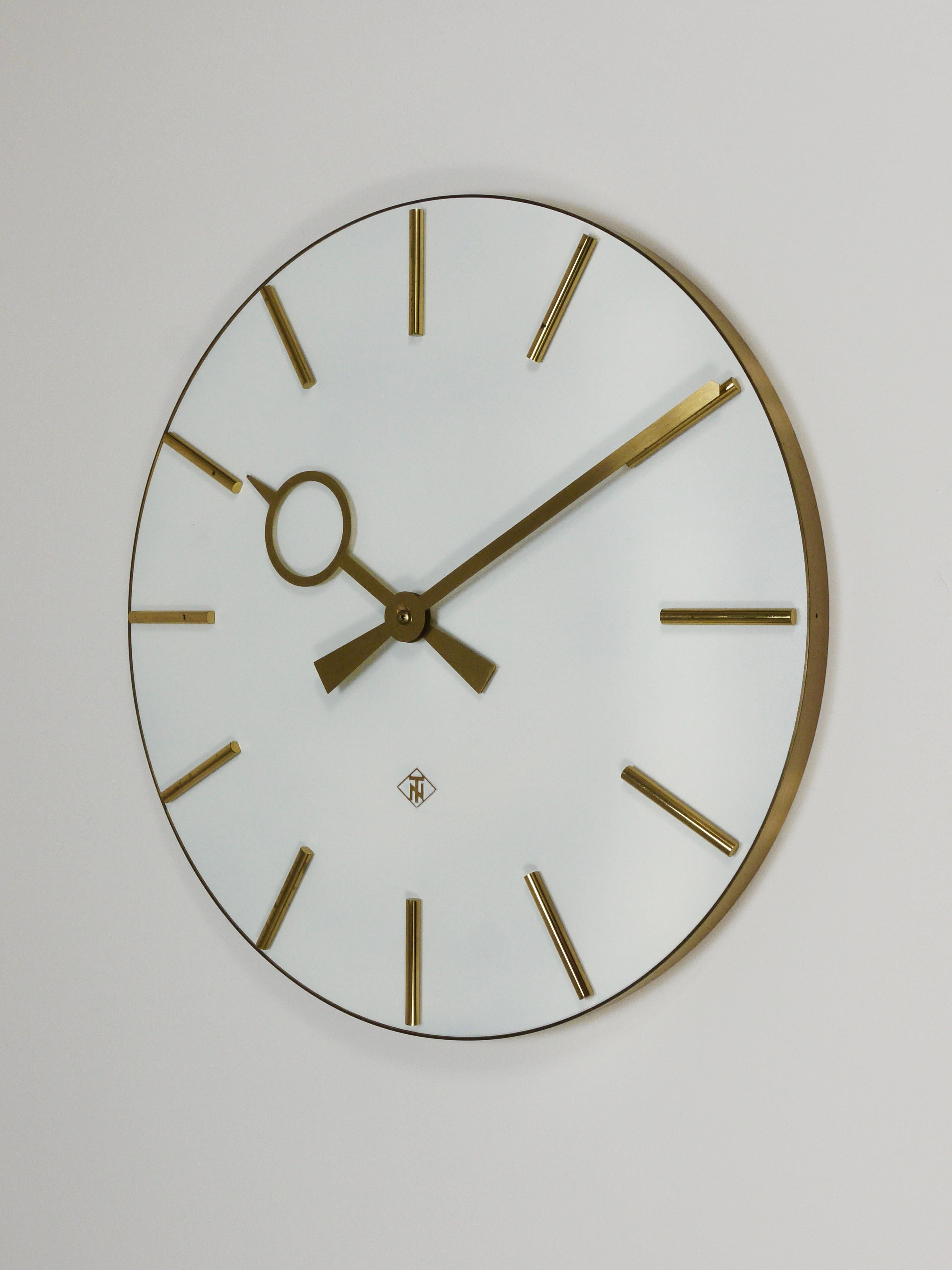 Mid-Century Modern Large Heinrich Moeller Style Mid-Century Brass Wall Clock, Germany, 1950s
