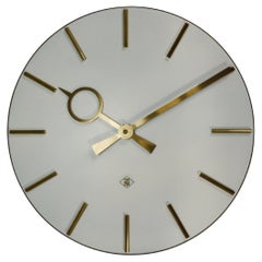 Large Heinrich Moeller Style Mid-Century Brass Wall Clock, Germany, 1950s