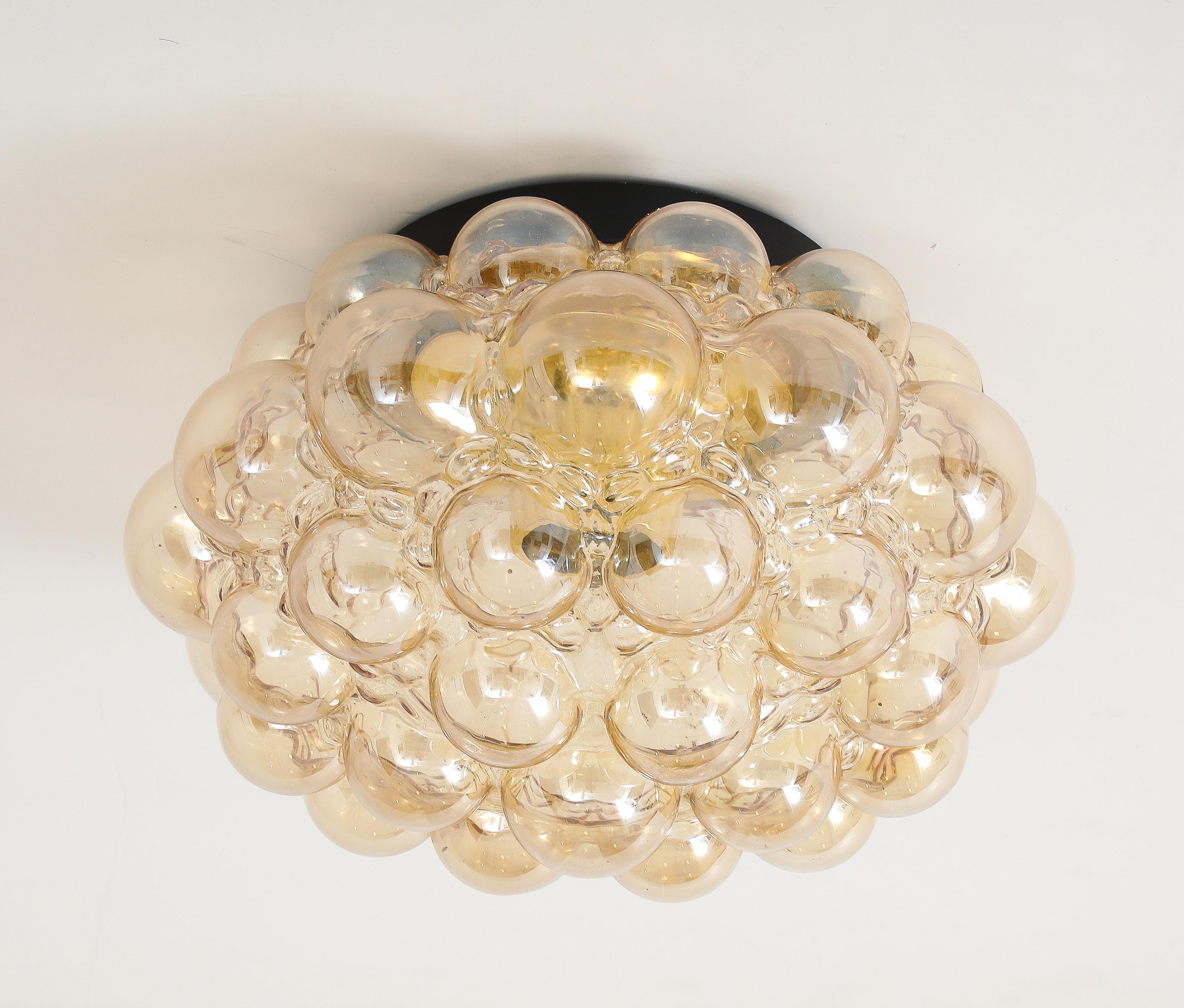 Scandinavian Modern Large Helena Tynell Champagne Bubble Glass Flushmount For Sale