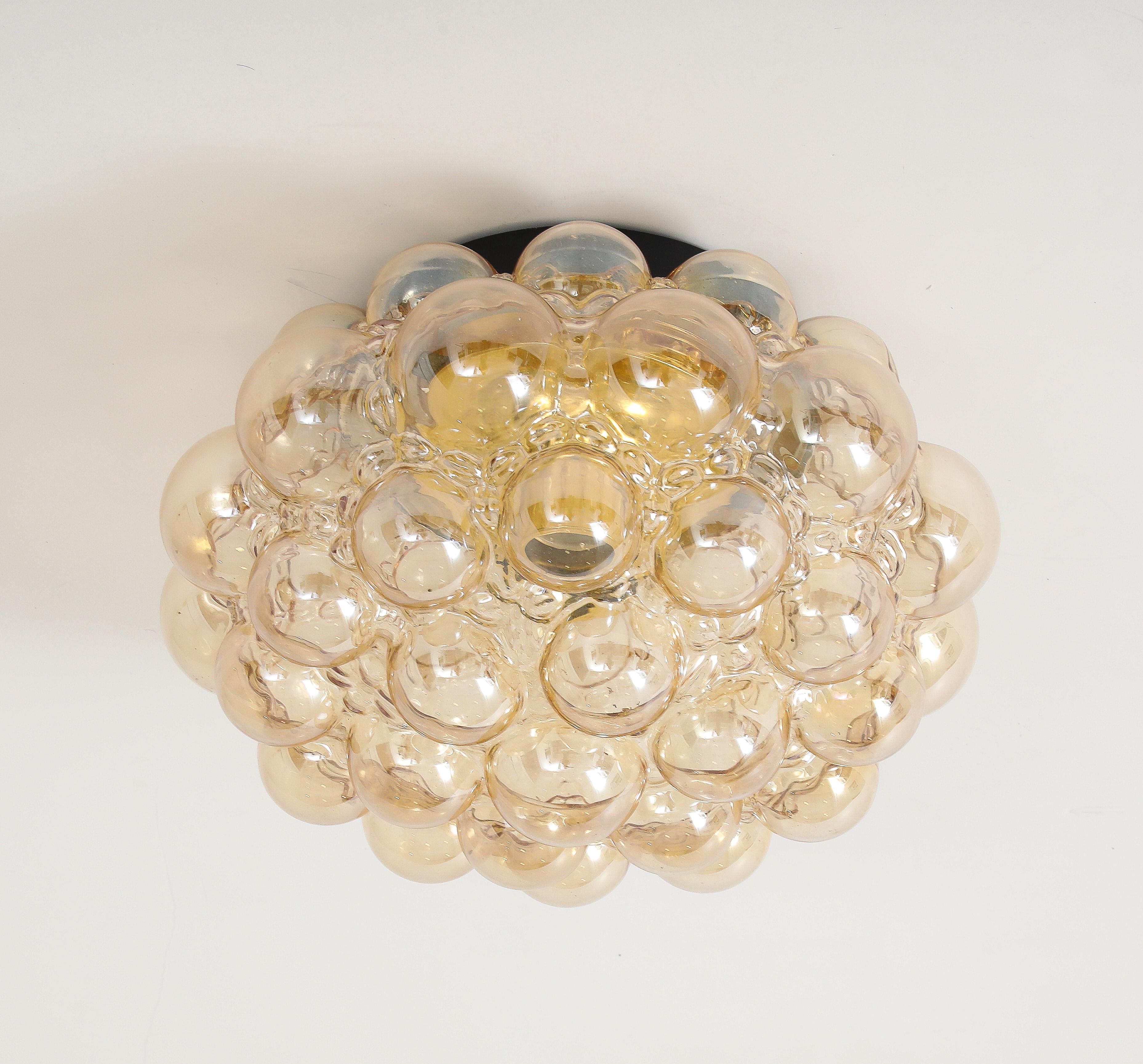 German Large Helena Tynell Champagne Bubble Glass Flushmount For Sale