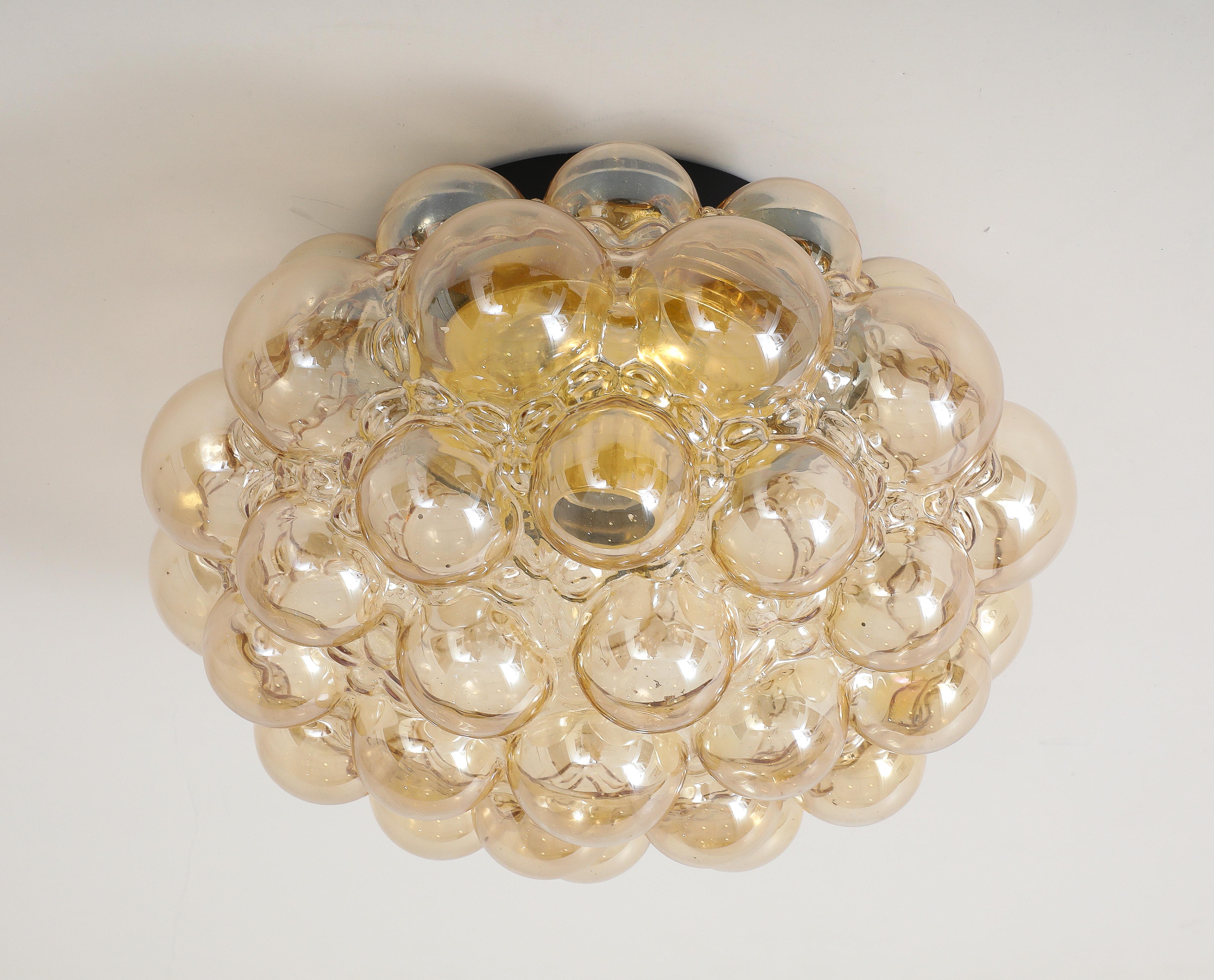 20th Century Large Helena Tynell Champagne Bubble Glass Flushmount For Sale