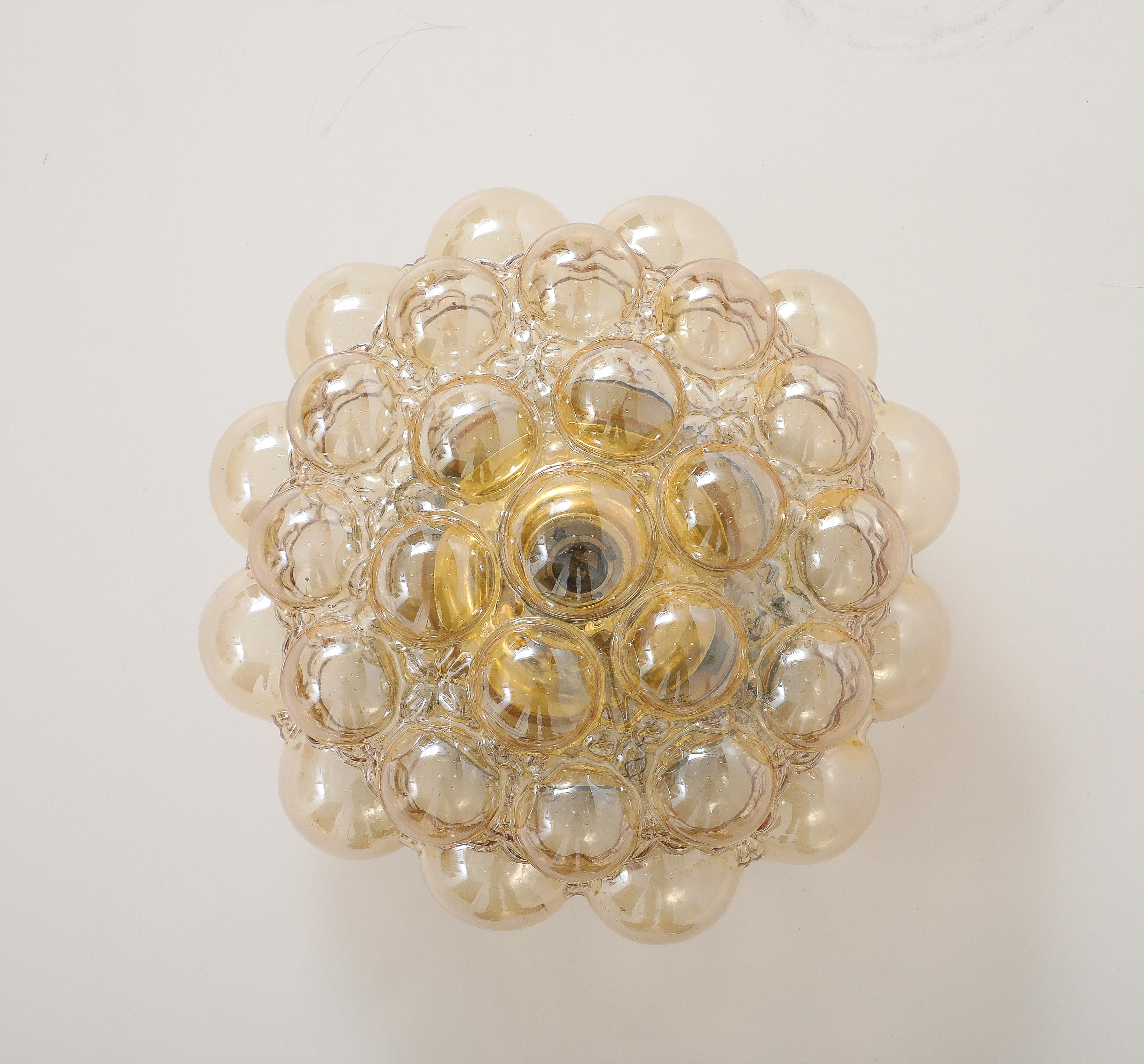 Blown Glass Large Helena Tynell Champagne Bubble Glass Flushmount For Sale