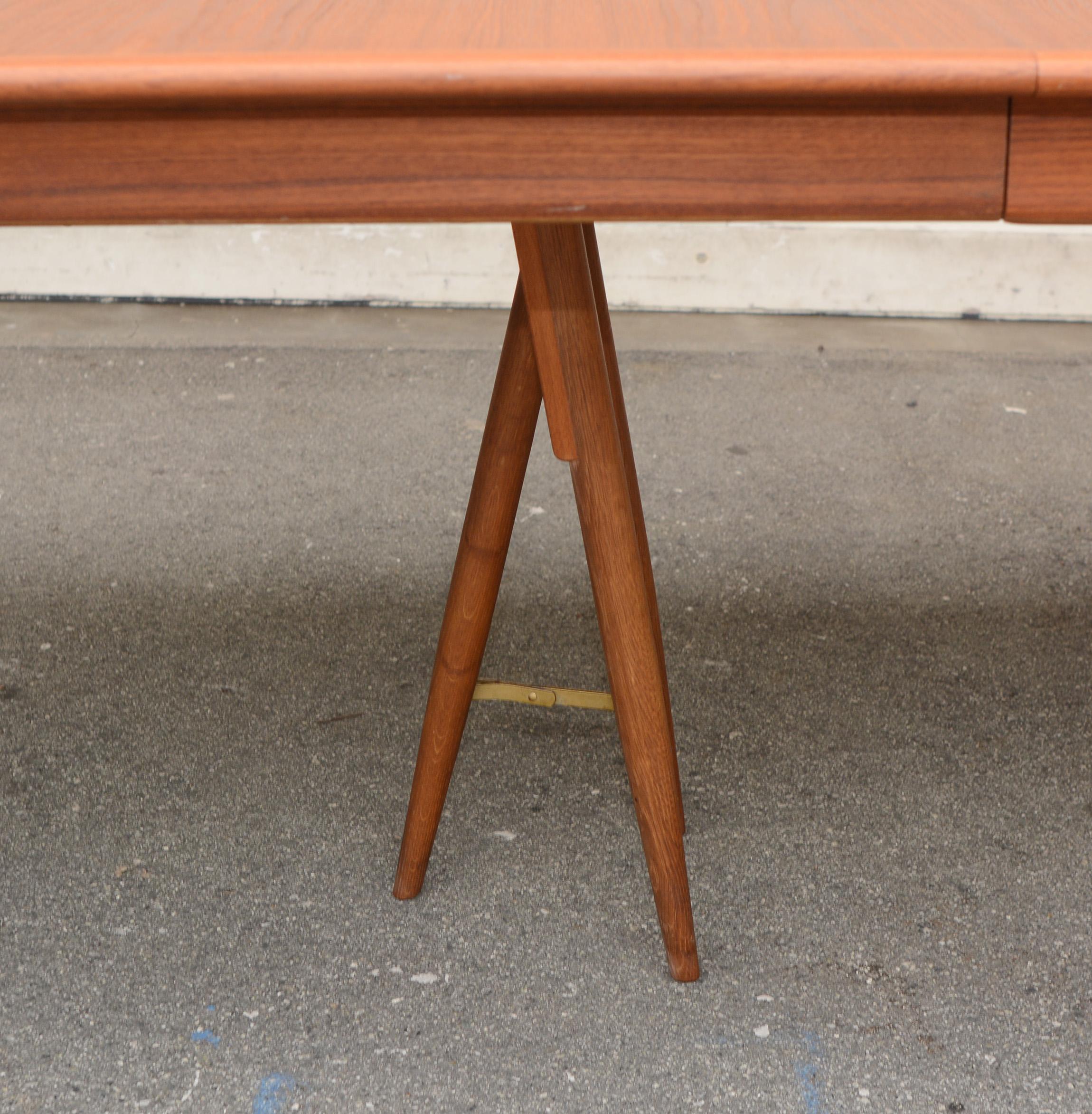 20th Century Large Henning Kjaernulf Model 62 Teak Dining Table with Four Leaves