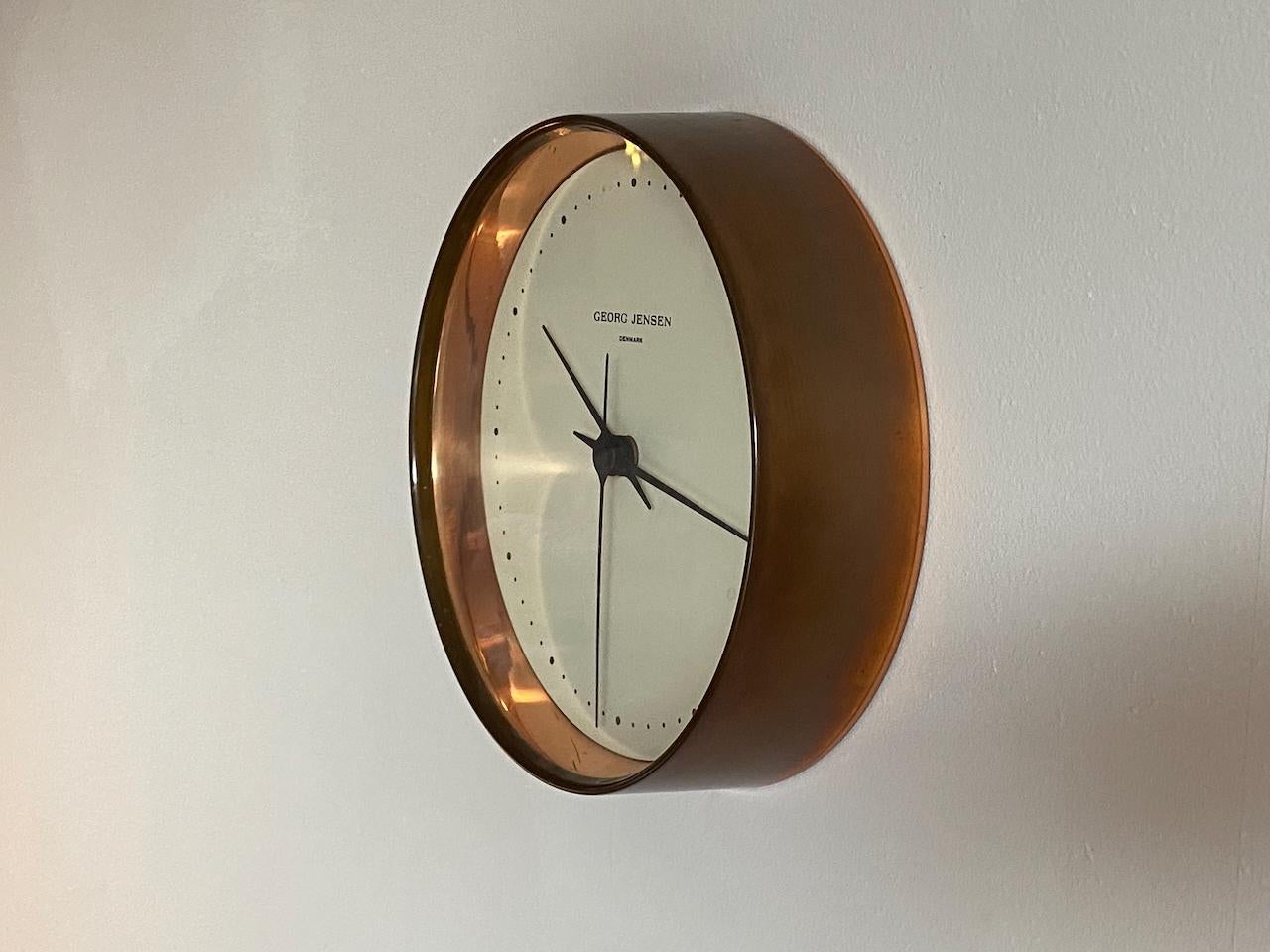 Large Henning Koppel Design Wall Clock in Copper by Georg Jensen Denmark 3