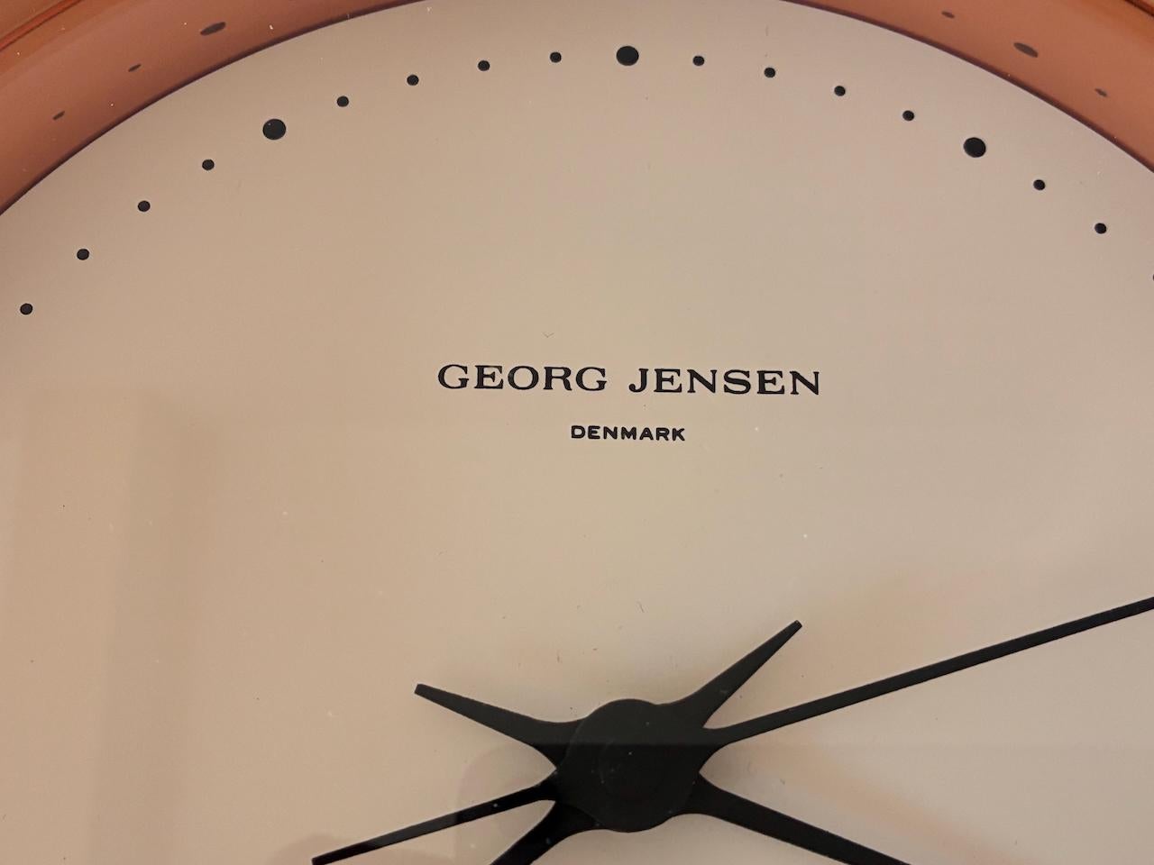 Scandinavian Modern Large Henning Koppel Design Wall Clock in Copper by Georg Jensen Denmark