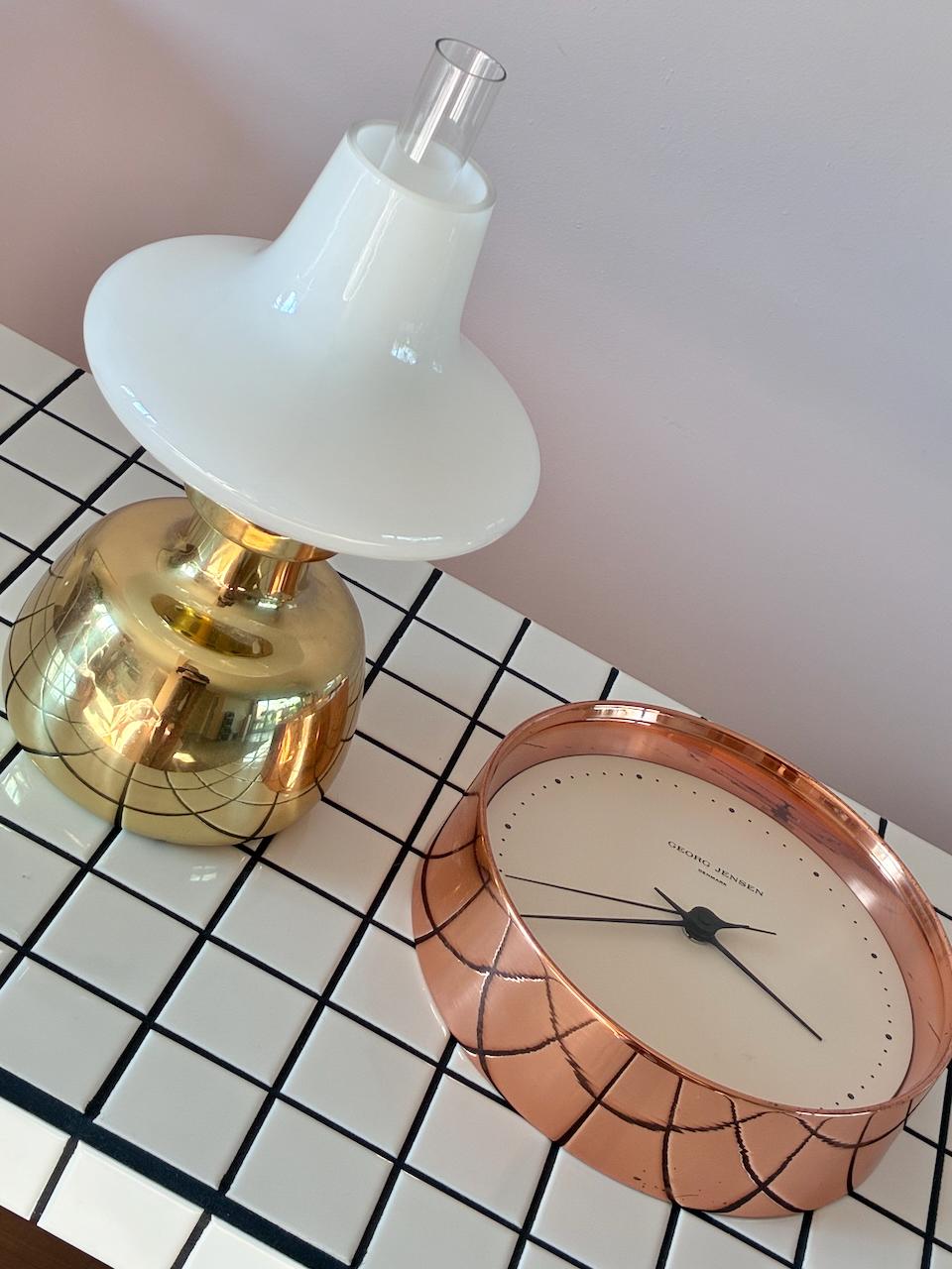 Danish Large Henning Koppel Design Wall Clock in Copper by Georg Jensen Denmark