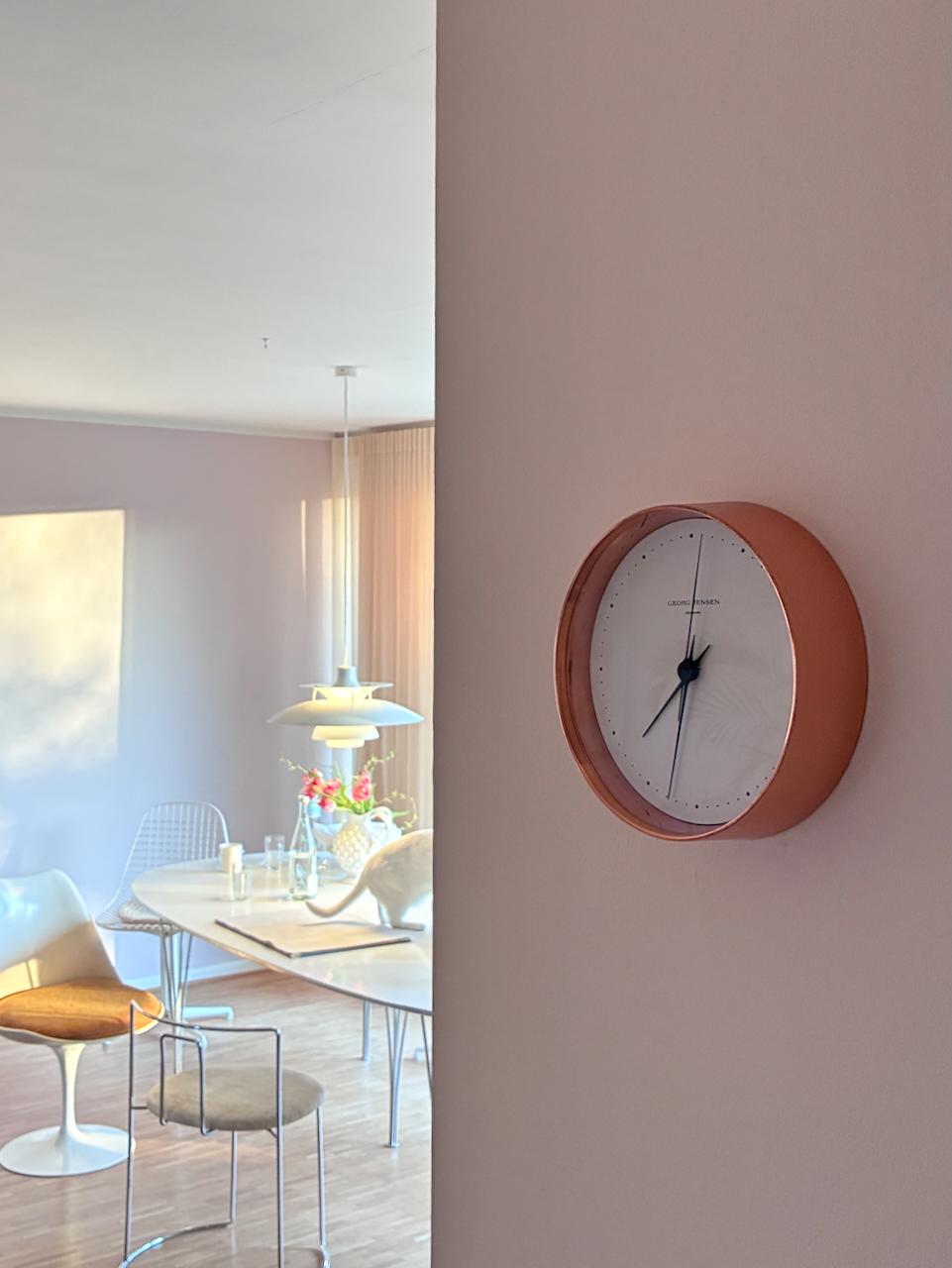 Large Henning Koppel Design Wall Clock in Copper by Georg Jensen Denmark 1