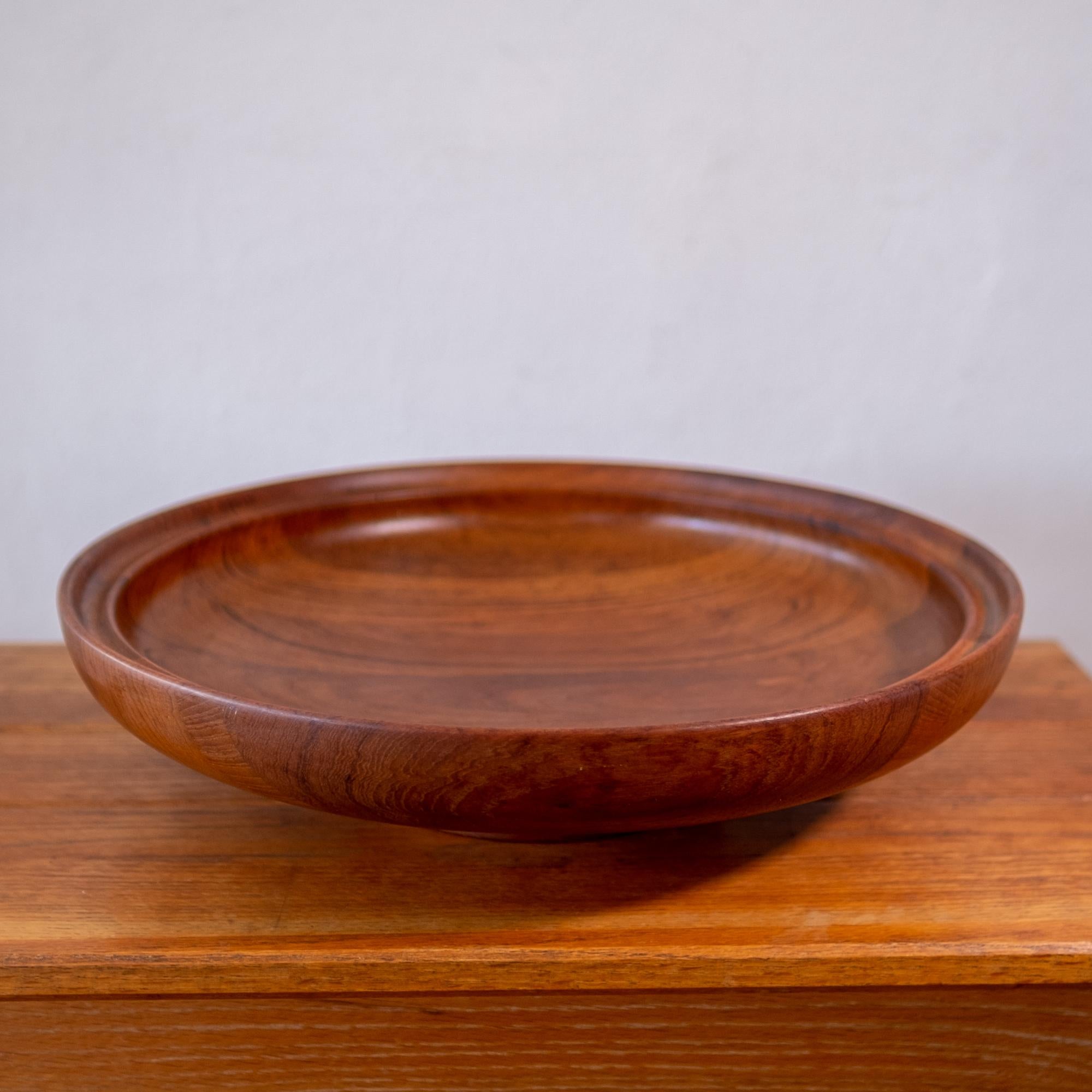 Large Henning Koppel staved teak bowl for Georg Jensen. Signed, Denmark, 1950s.