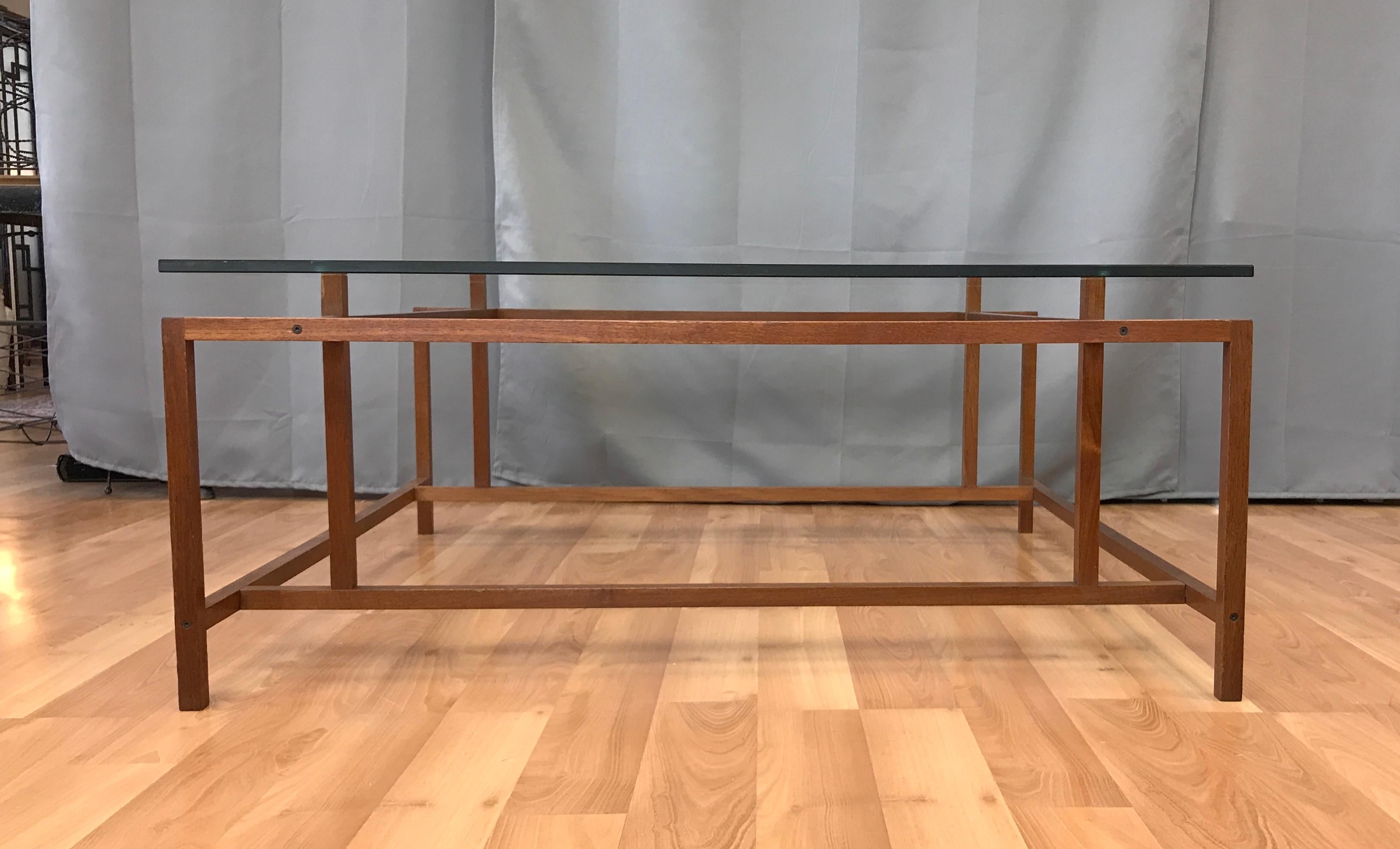 Scandinavian Modern Large Henning Nørgaard for Komfort Teak and Glass Coffee Table, Denmark