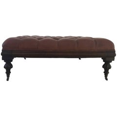 Vintage Large Henredon Leather Ottoman or Coffee Table with Casters, C. 1970