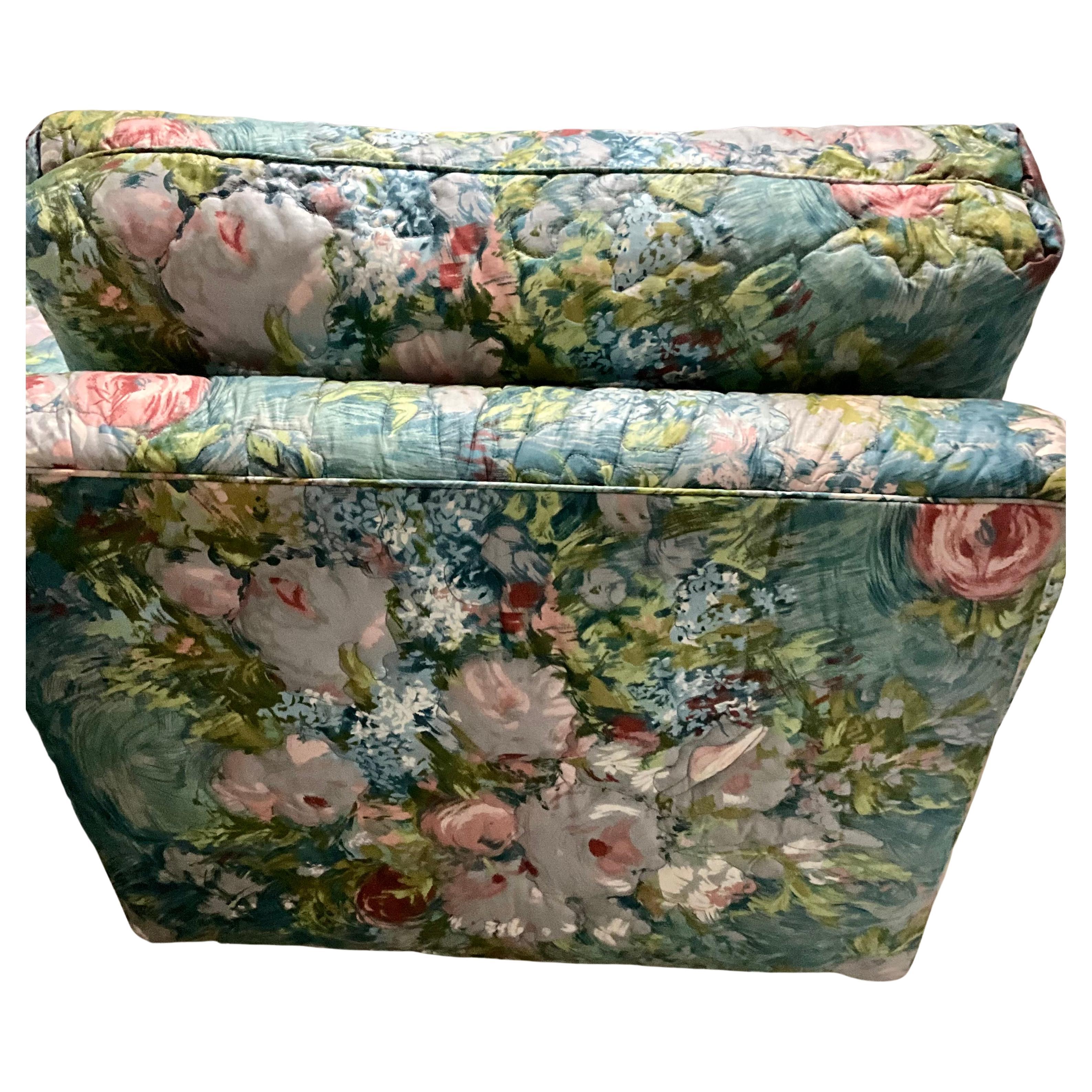Hollywood Regency Large Henredon Modular 7 Piece 1970’s Flowered Sectional Sofa