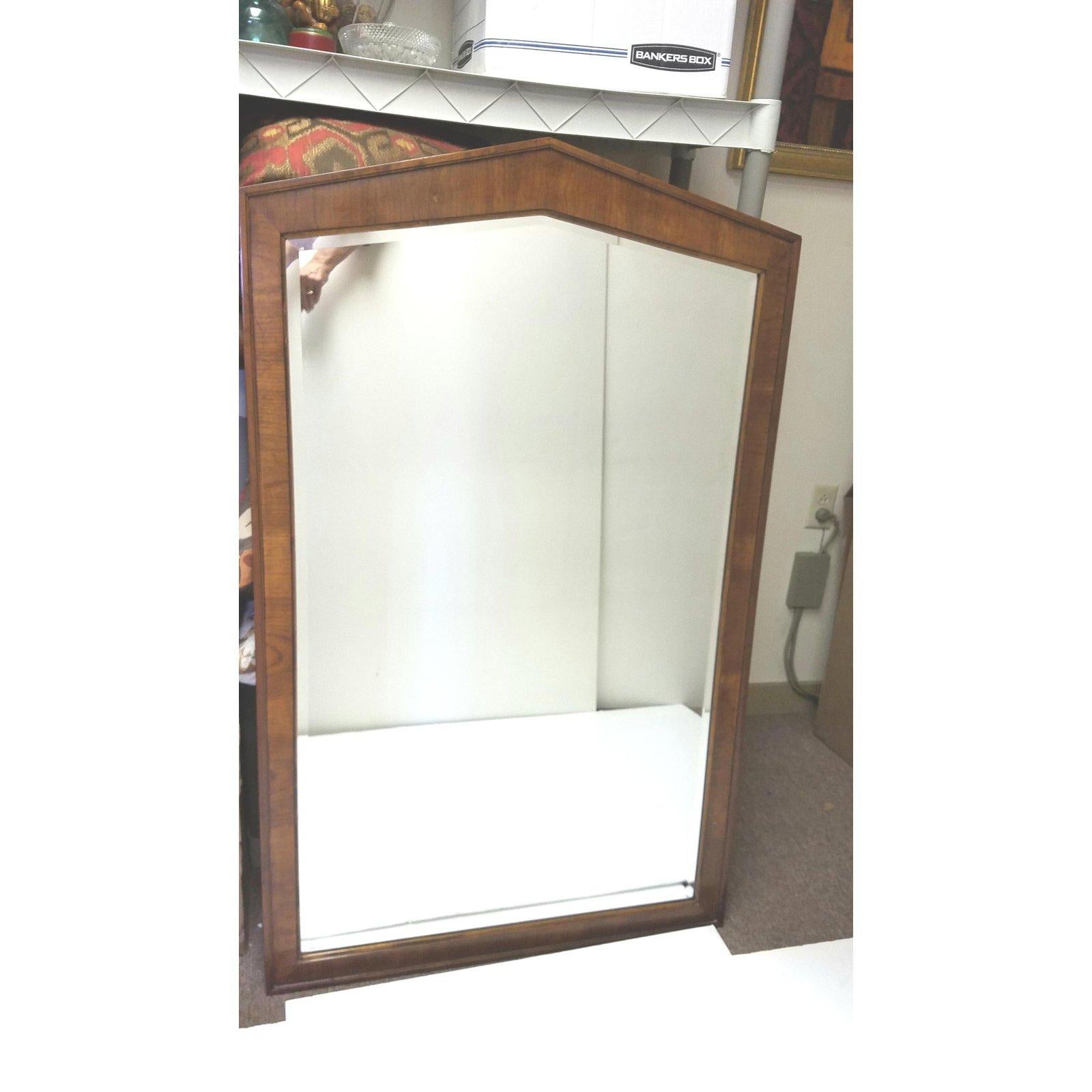 American Large Henredon Olive Wood Neoclassical Mirror For Sale