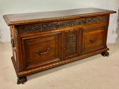 Large Henry II Style Oak Sideboard with Bronze Mounts, Early 20th Century