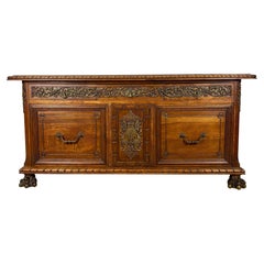 Large Henry II Style Oak Sideboard with Bronze Mounts, Early 20th Century