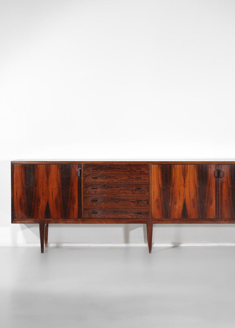 Large Henry Rosengren Hansen Danish Sideboard Wood Scandinavian 60's - G217 In Good Condition For Sale In Lyon, FR