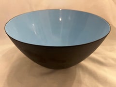 Large Herbert Krenchel Designed Danish Modern Krenit Baby Blue and Black Bowl