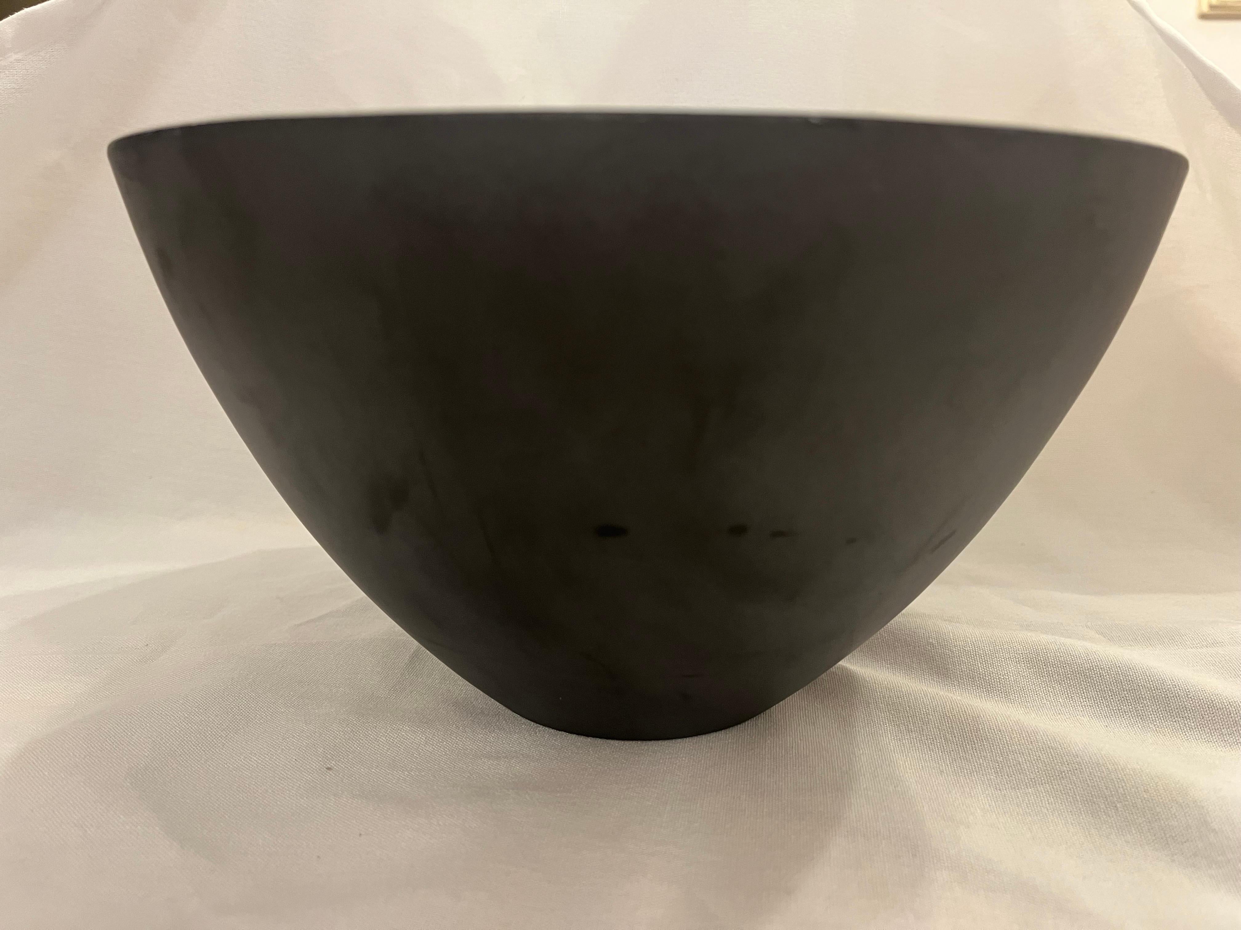 Metal Large Herbert Krenchel Designed Danish Modern Krenit Baby Blue and Black Bowl For Sale