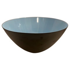Large Herbert Krenchel Designed Danish Modern Krenit Baby Blue and Black Bowl