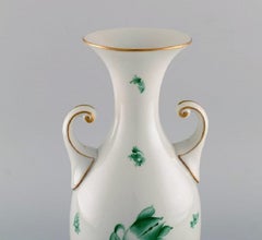 Large Herend Green Chinese Vase in Hand-Painted Porcelain, Mid-20th Century