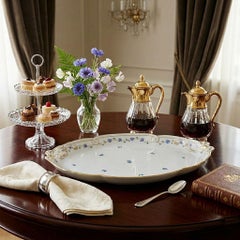 Large Herend Hungary Hand-Painted Porcelain Serving Tray with Bows