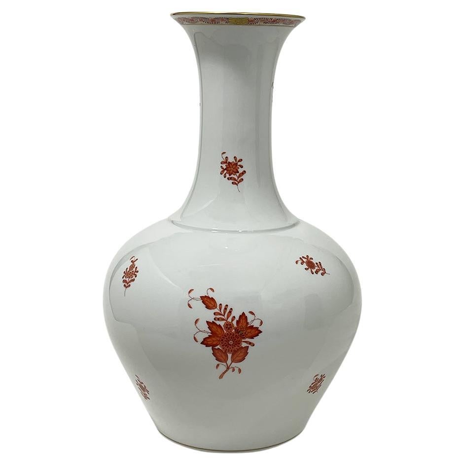Grand vase en porcelaine Herend Hongrie Bouquet chinois Apponyi Rust 