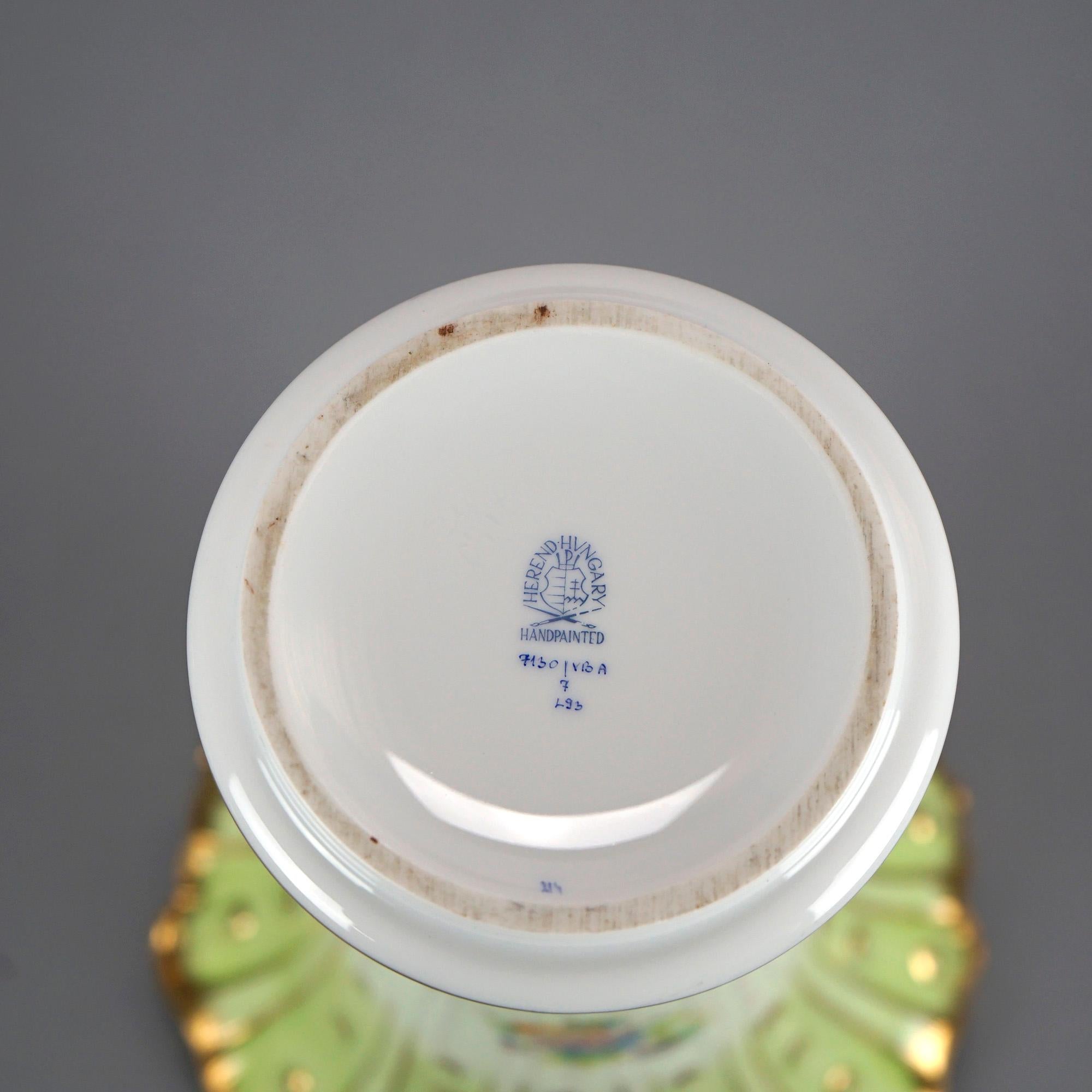 Large Herend Porcelain Decorated Vase, Flower Garden with Butterflies, 20th C 5