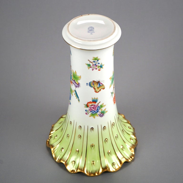 Large Herend Porcelain Decorated Vase, Flower Garden with Butterflies