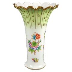 Large Herend Porcelain Decorated Vase, Flower Garden with Butterflies, 20th C