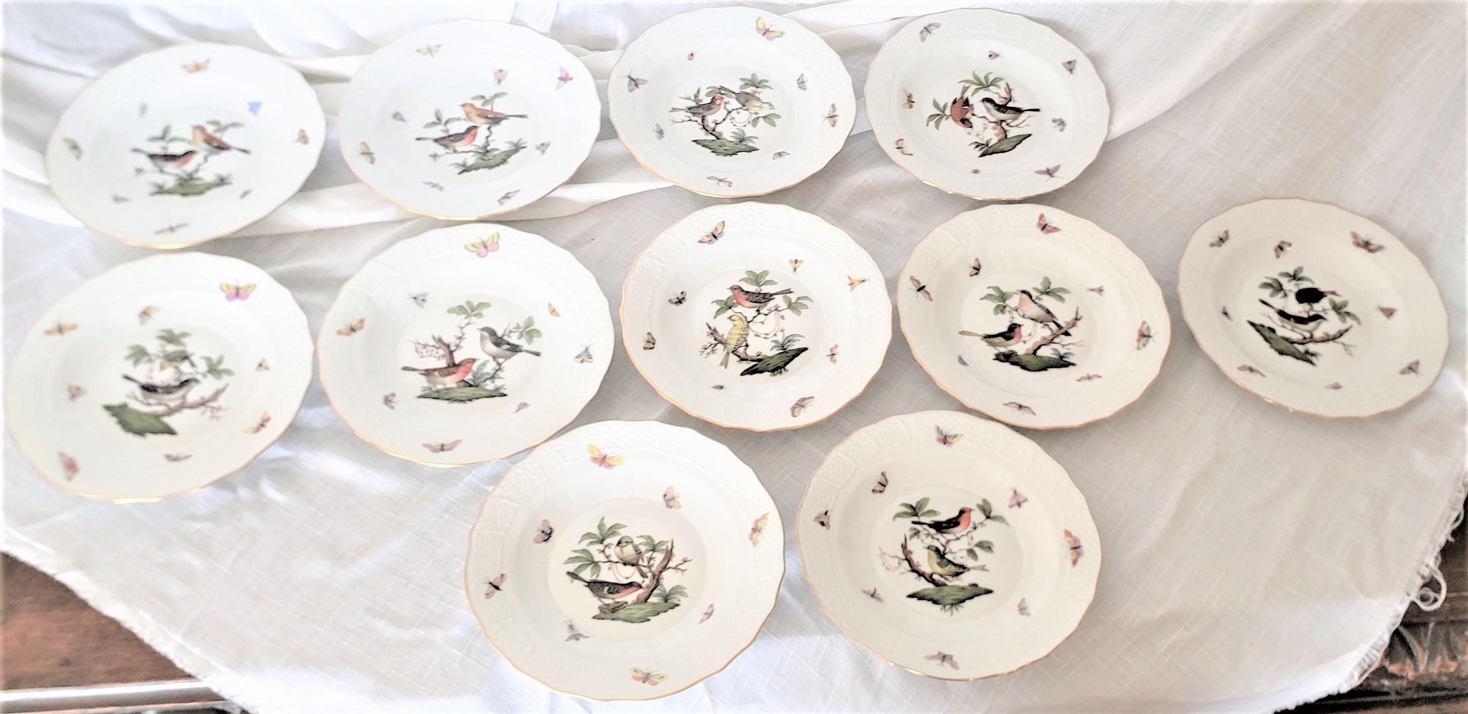 Large Herend Porcelain Green Rothschild Bird Pattern Dinner Service with Extras 3