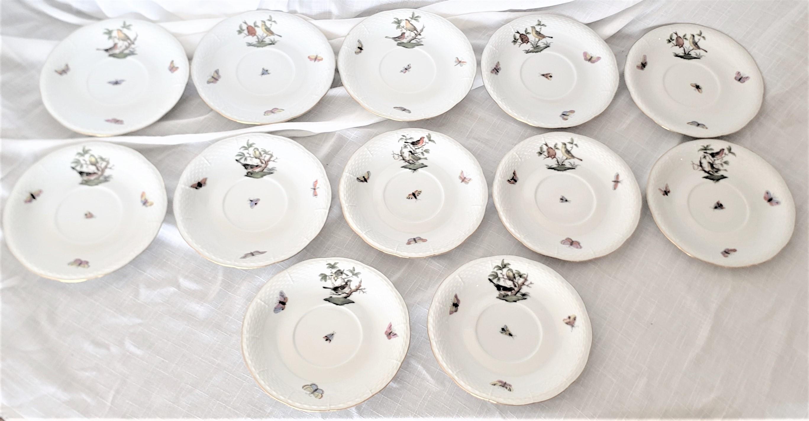Large Herend Porcelain Green Rothschild Bird Pattern Dinner Service with Extras 4