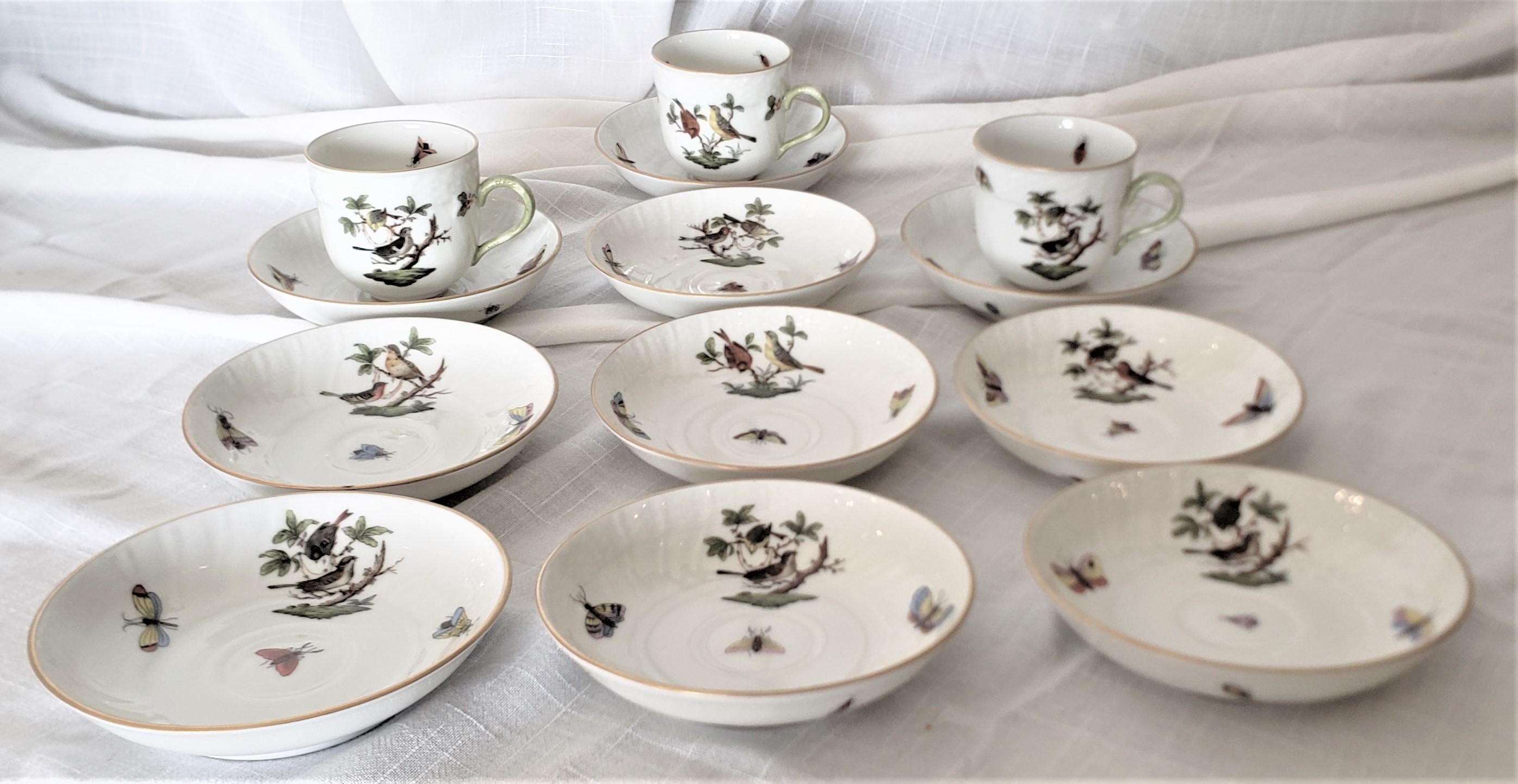 Large Herend Porcelain Green Rothschild Bird Pattern Dinner Service with Extras 8