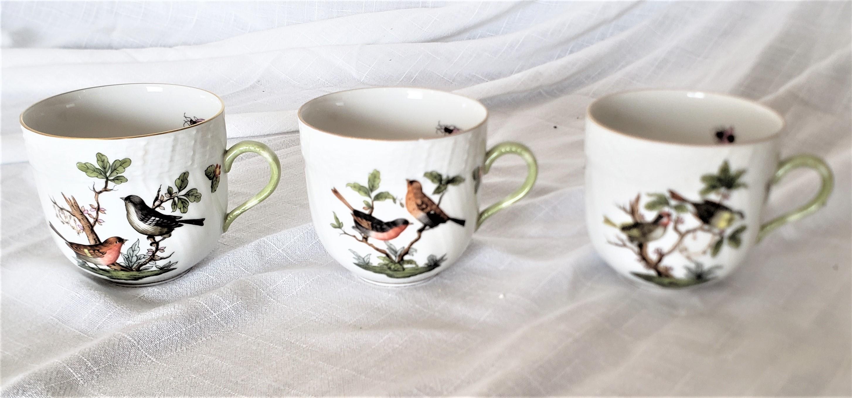 Large Herend Porcelain Green Rothschild Bird Pattern Dinner Service with Extras 9