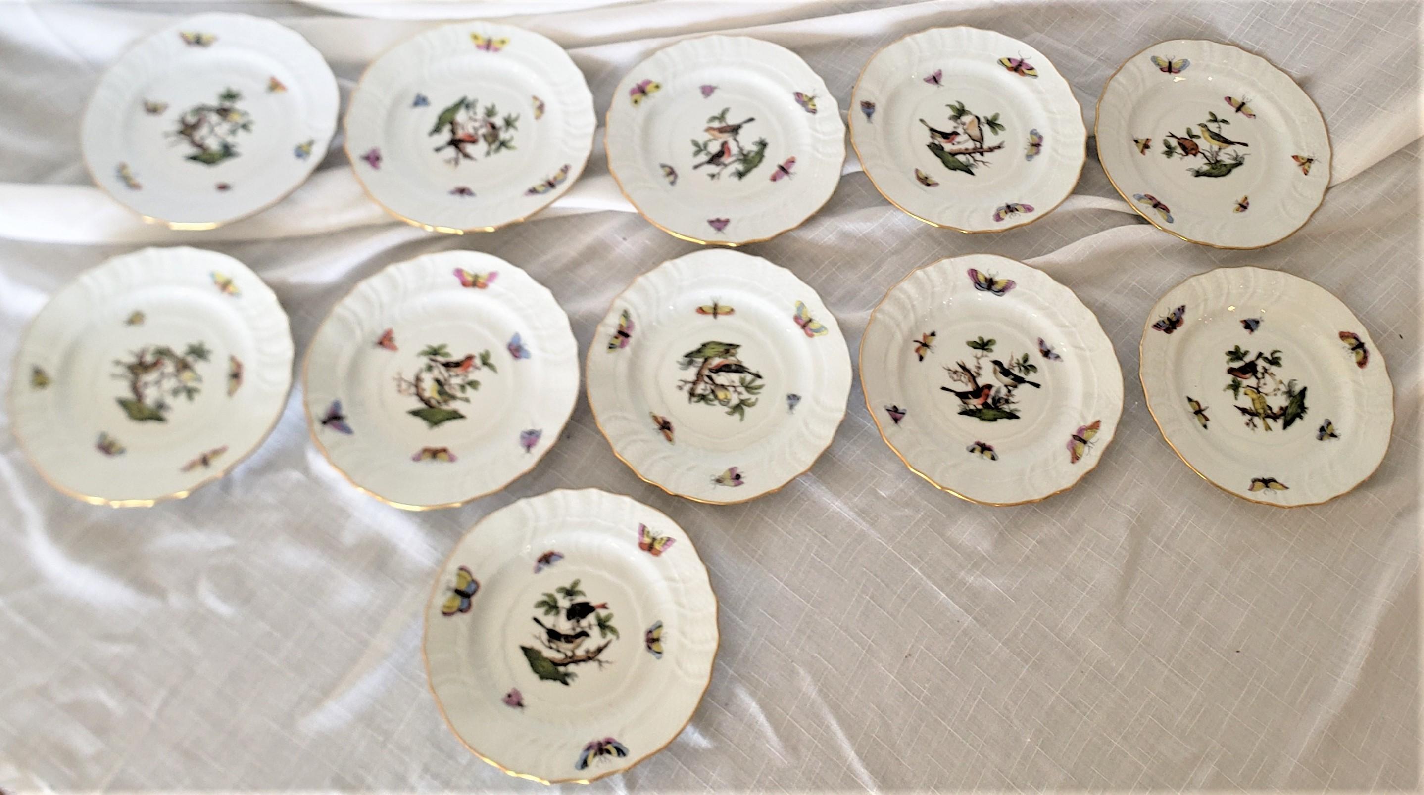 Large Herend Porcelain Green Rothschild Bird Pattern Dinner Service with Extras 1
