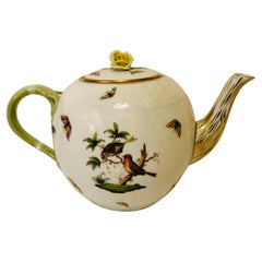 Large Herend Rothschild Bird Teapot Painted with Birds, Butterflies and Insects